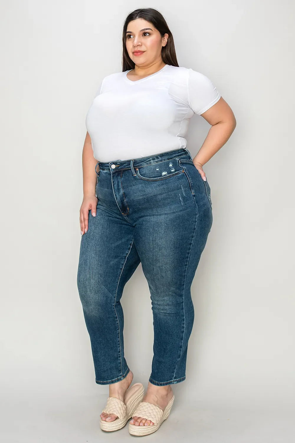 Garden Naked Judy Blue Full Size Tummy Control High Waist Slim Jeans