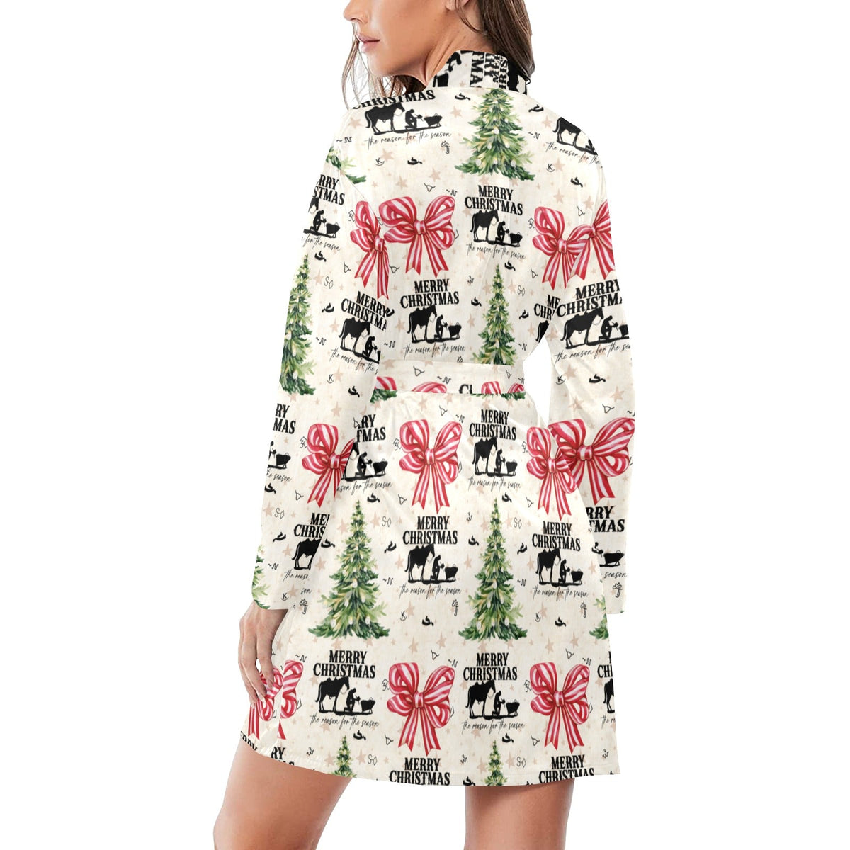 Praying Cowboy Christmas Western Cowgirl Satin Robe