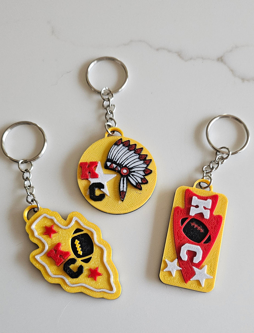 Keychains Kansas Set of 3 3D Print Chiefs Arrowhead Kc Kansas City Football Keychains ...