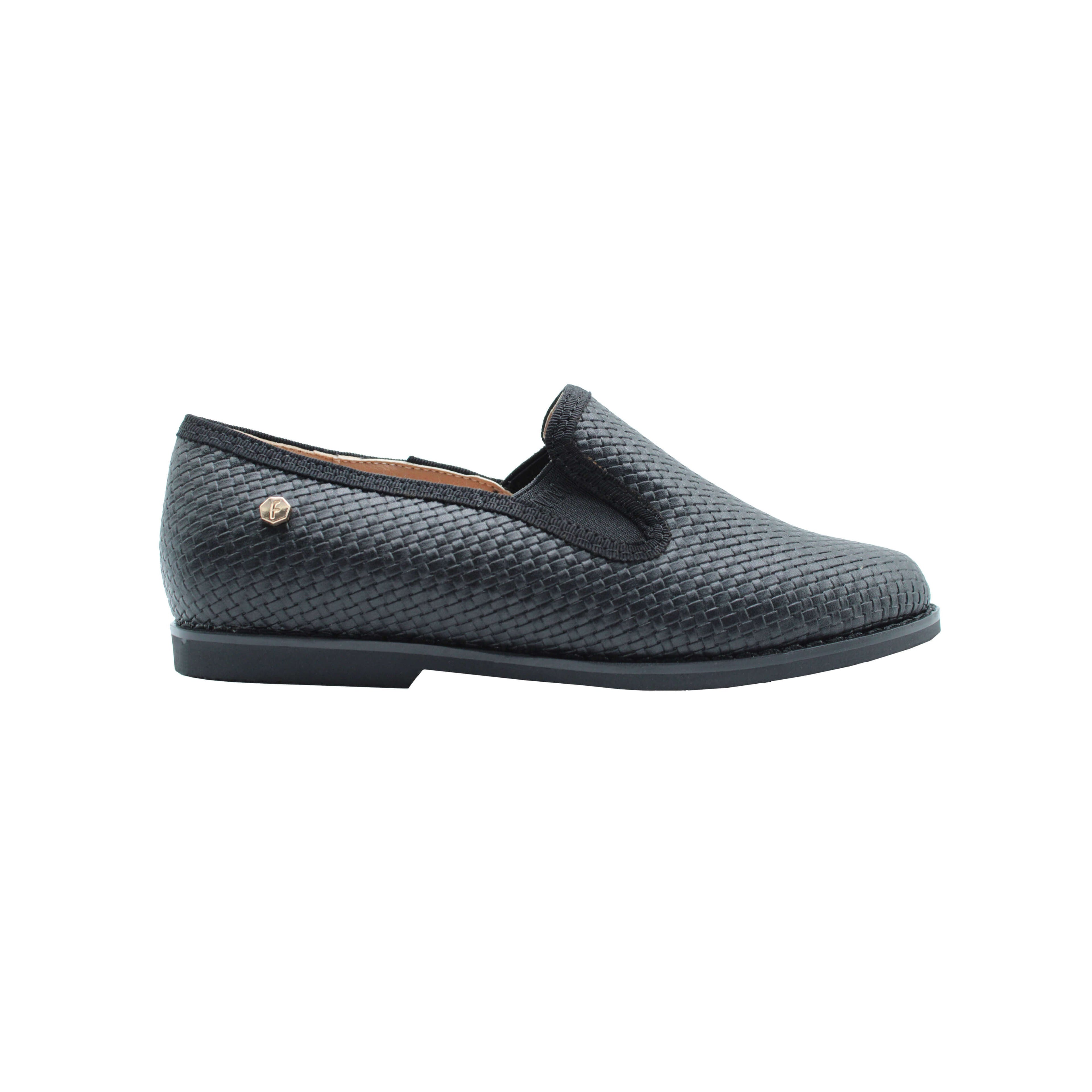 Fintoes Black Weaved Designed Leather Boys Dress Shoe For Work And School