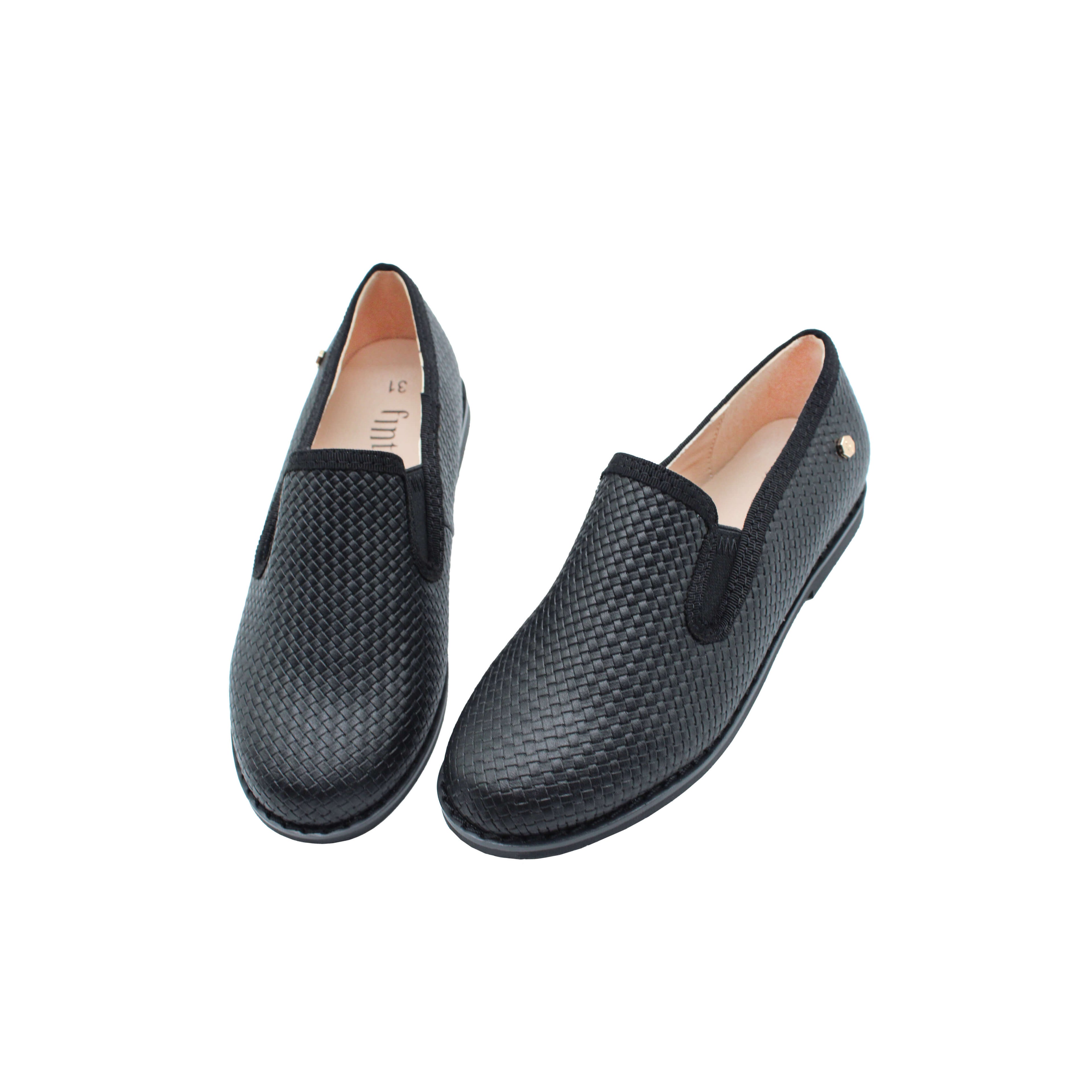 Fintoes Black Weaved Designed Leather Boys Dress Shoe For Work And School