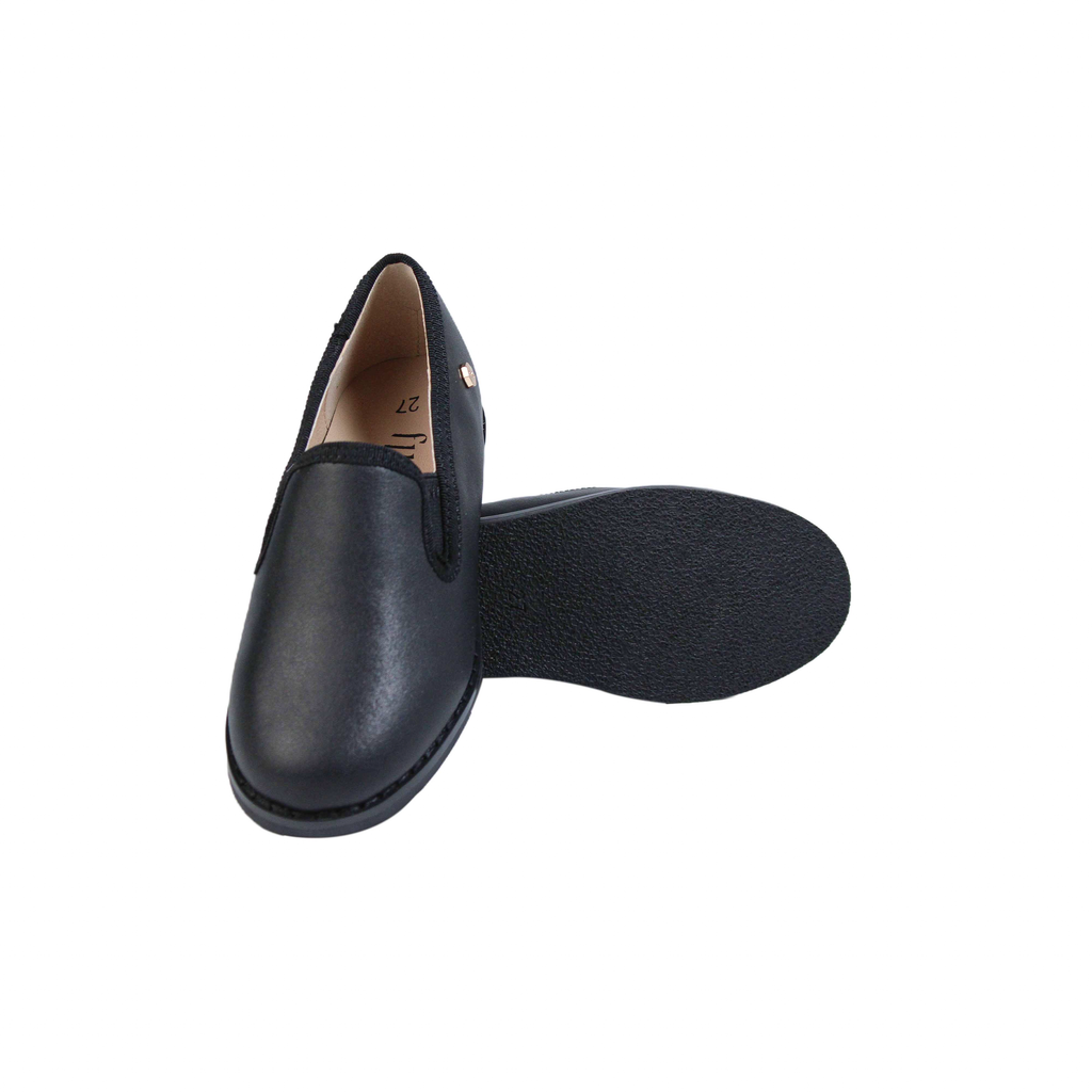 Fintoes Black Leather Boys Dress Shoe For Work And School