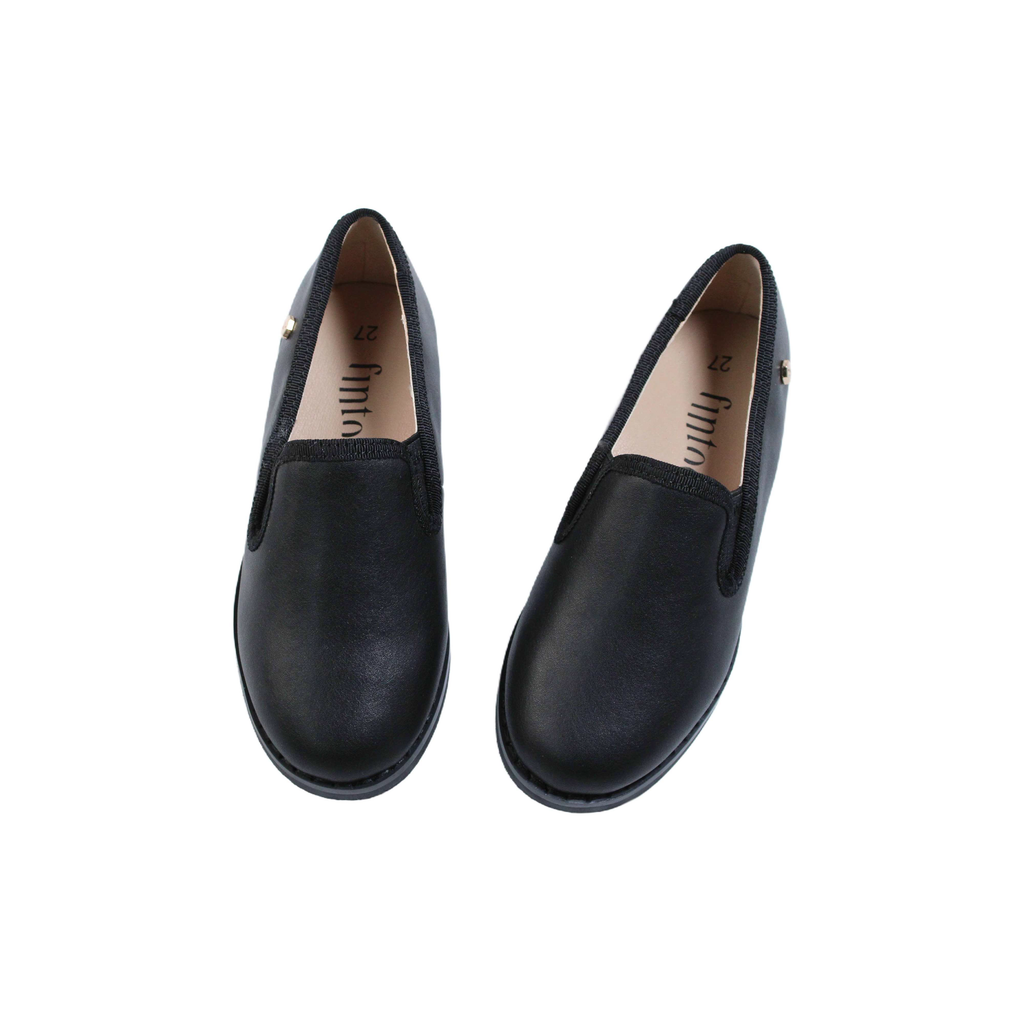 Fintoes Black Leather Boys Dress Shoe For Work And School