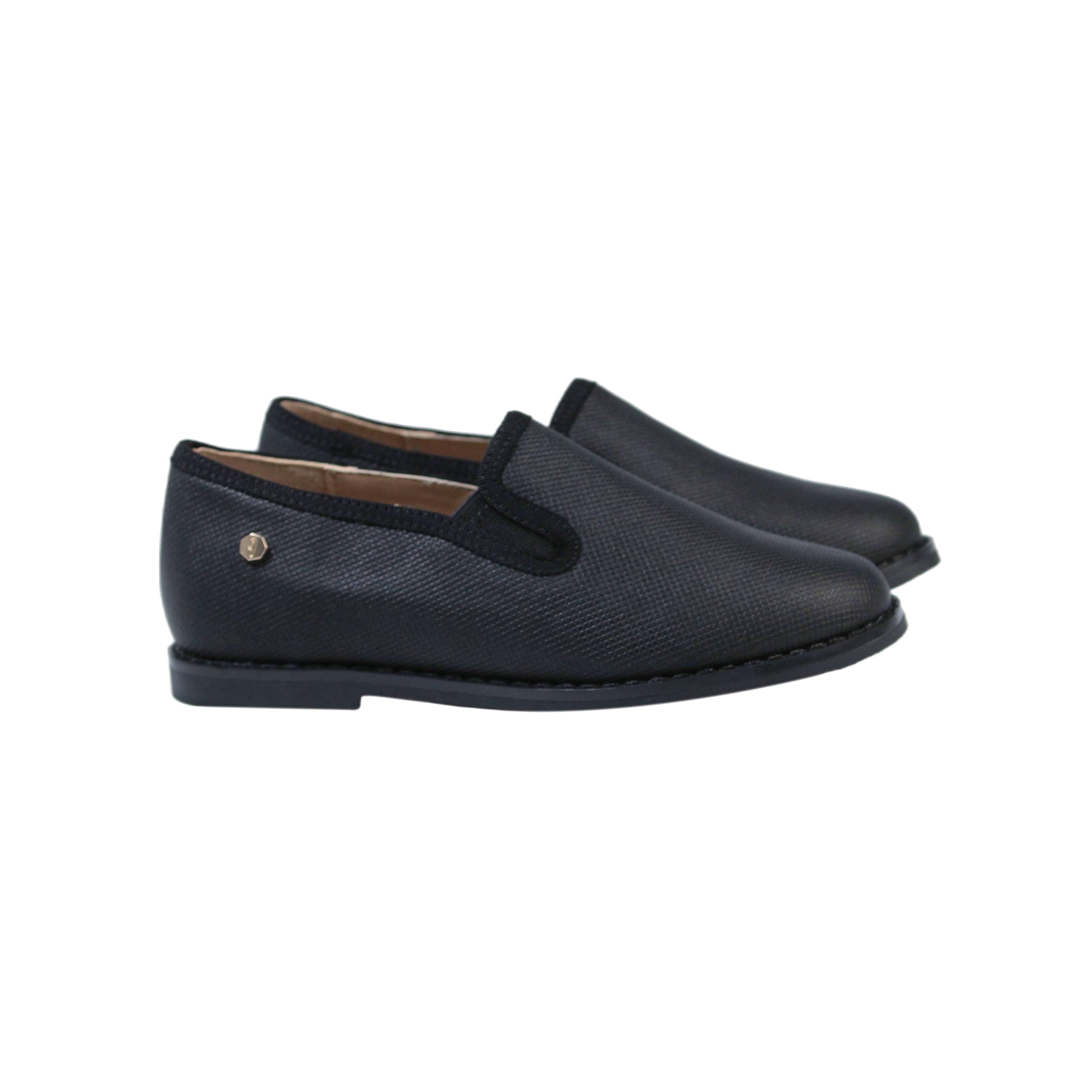 Fintoes Black Designed Leather Boys Dress Shoe For Work And School