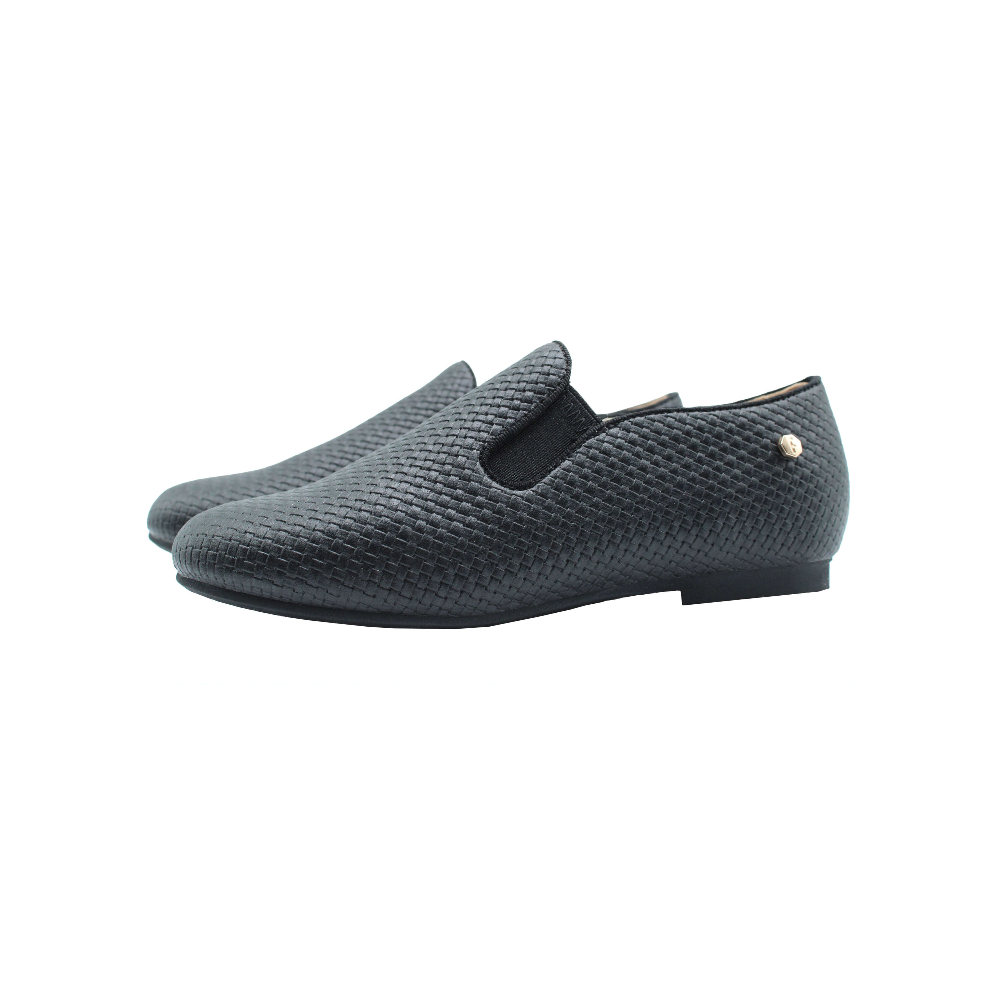 Fintoes Black Weaved Designed Leather Boys Dress Shoe For Work And School