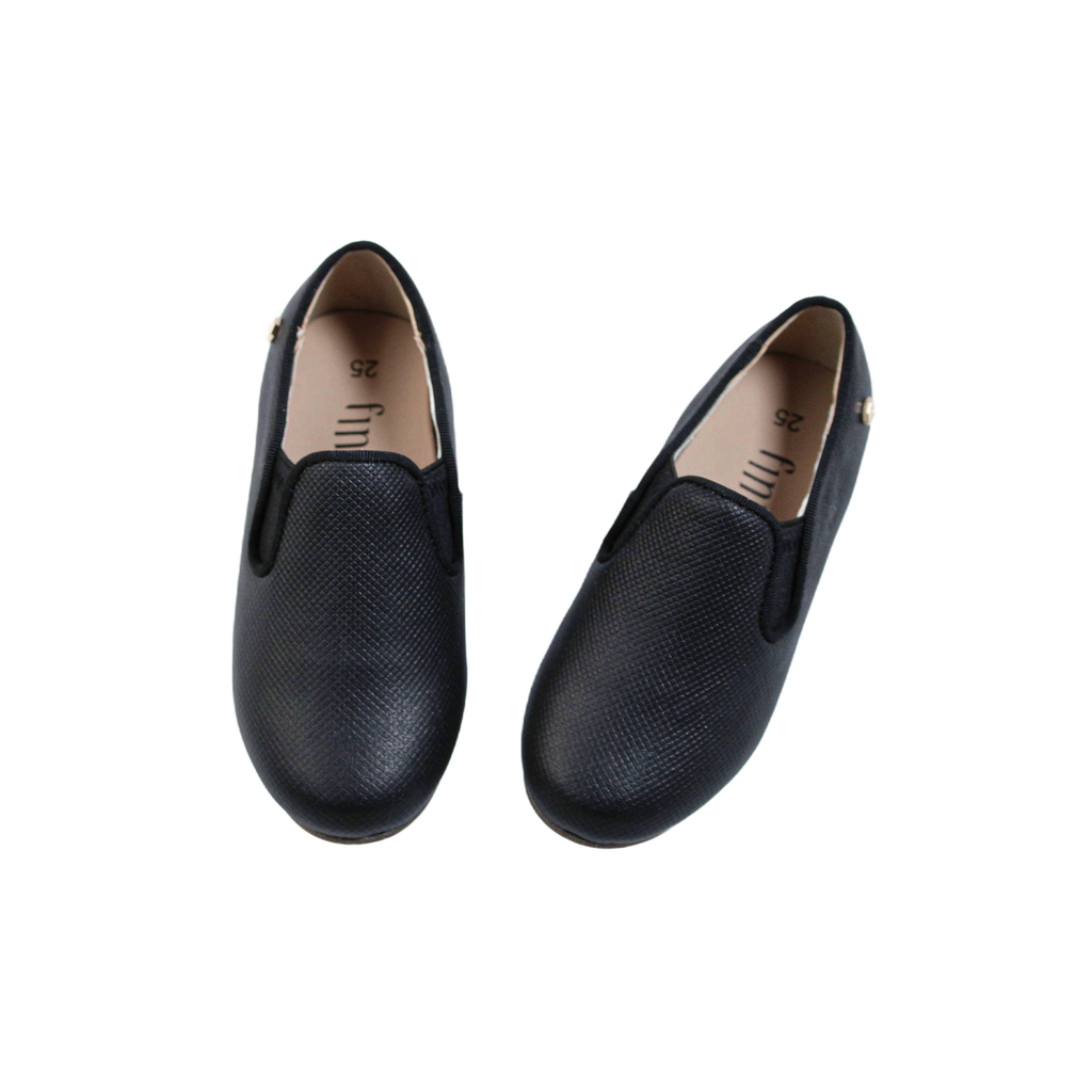 Fintoes Black Designed Leather Boys Dress Shoe For Work And School