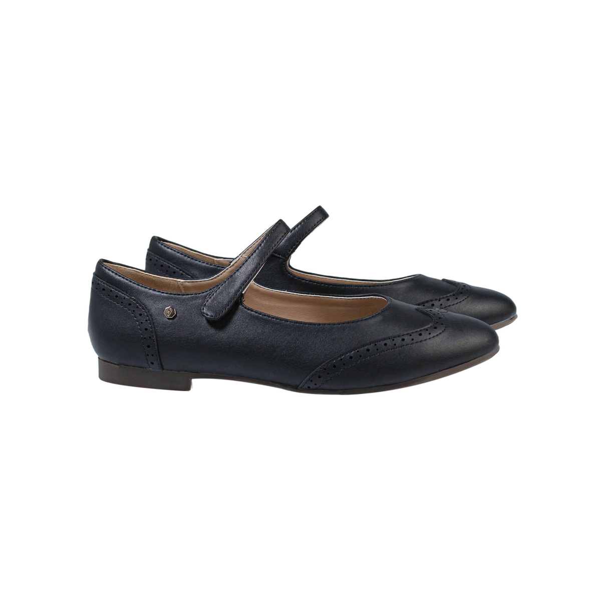 Fintoes Black Leather Mary Jane / Wing Tip Girls Dress Shoe For Work And School