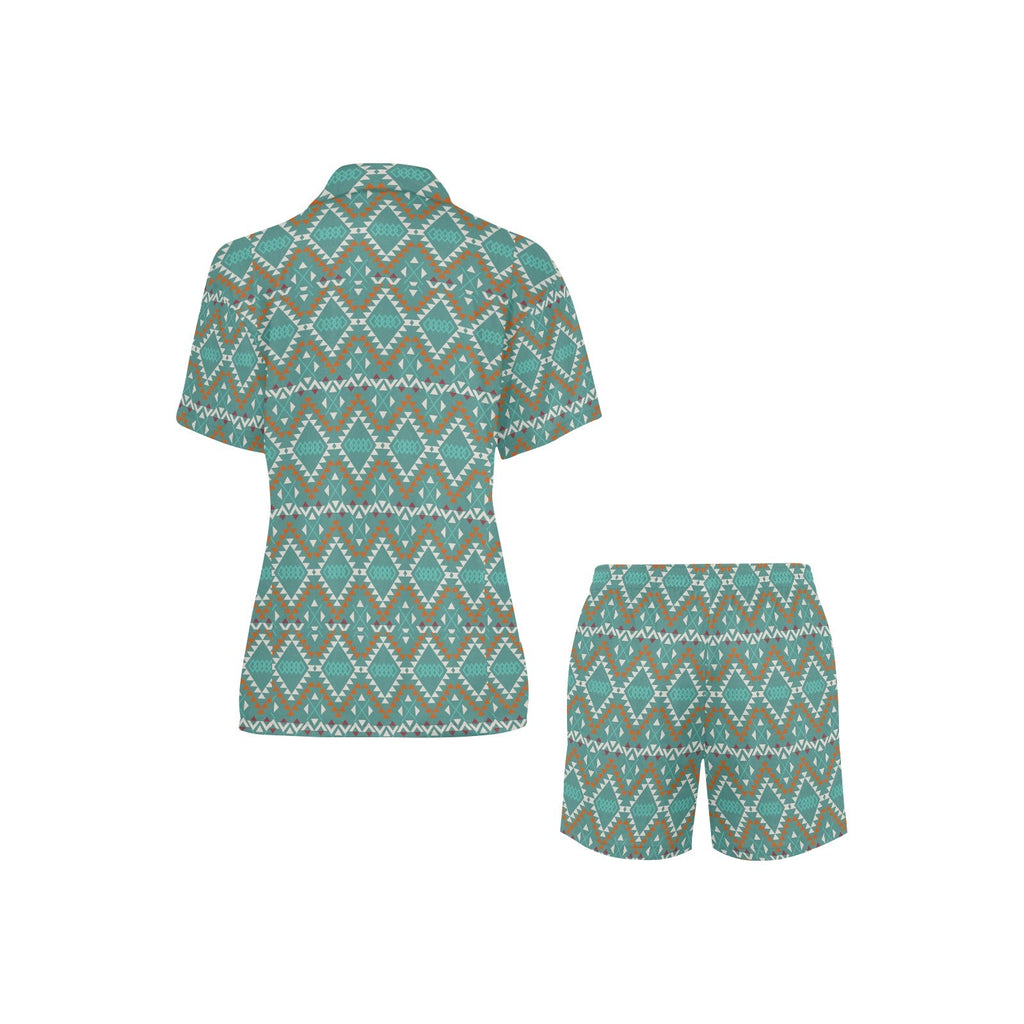 Turquoise Aztec Western Women's Pajama Set
