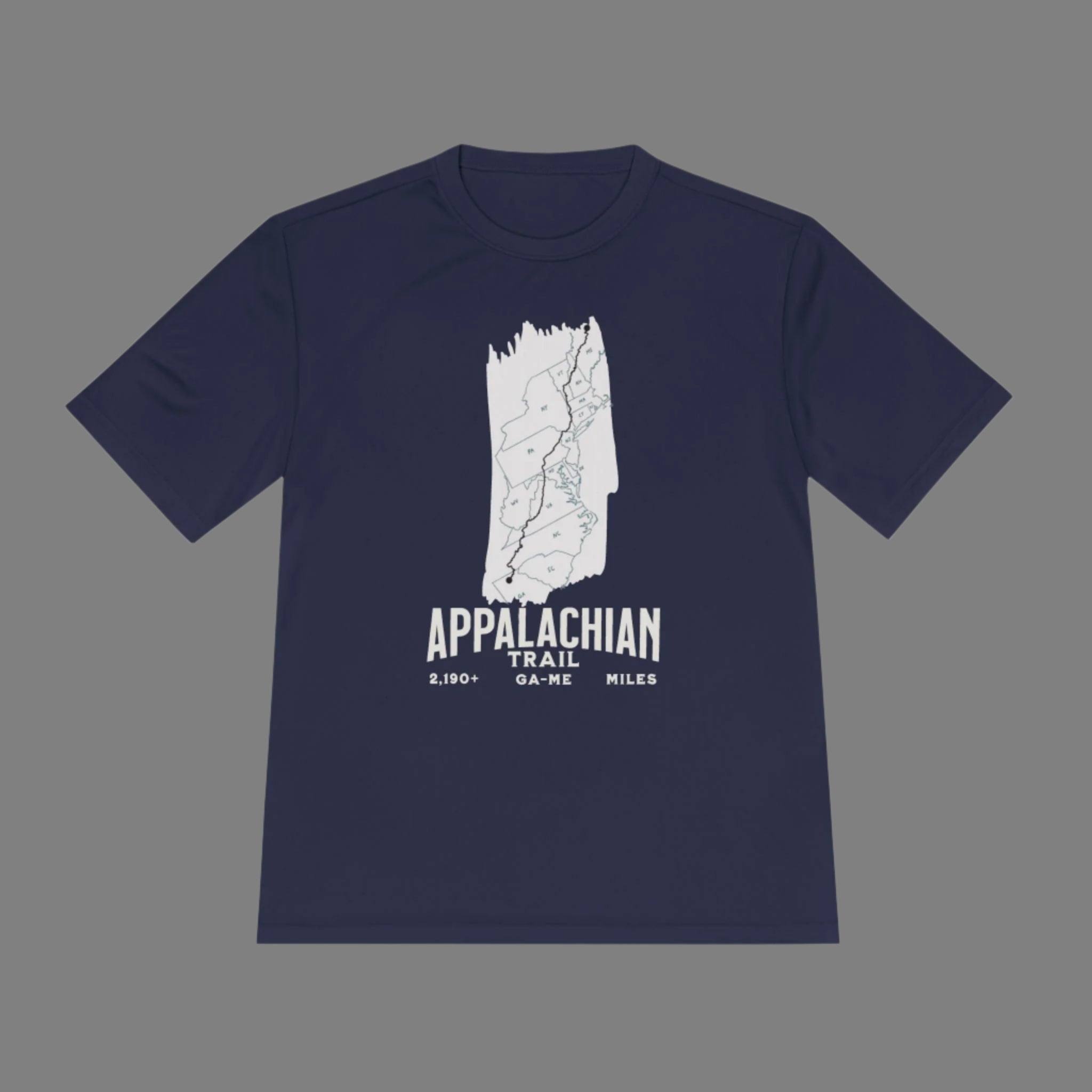 Appalachian Trail White Blaze Map Unisex Fit Sport Tech Performance T-shirt