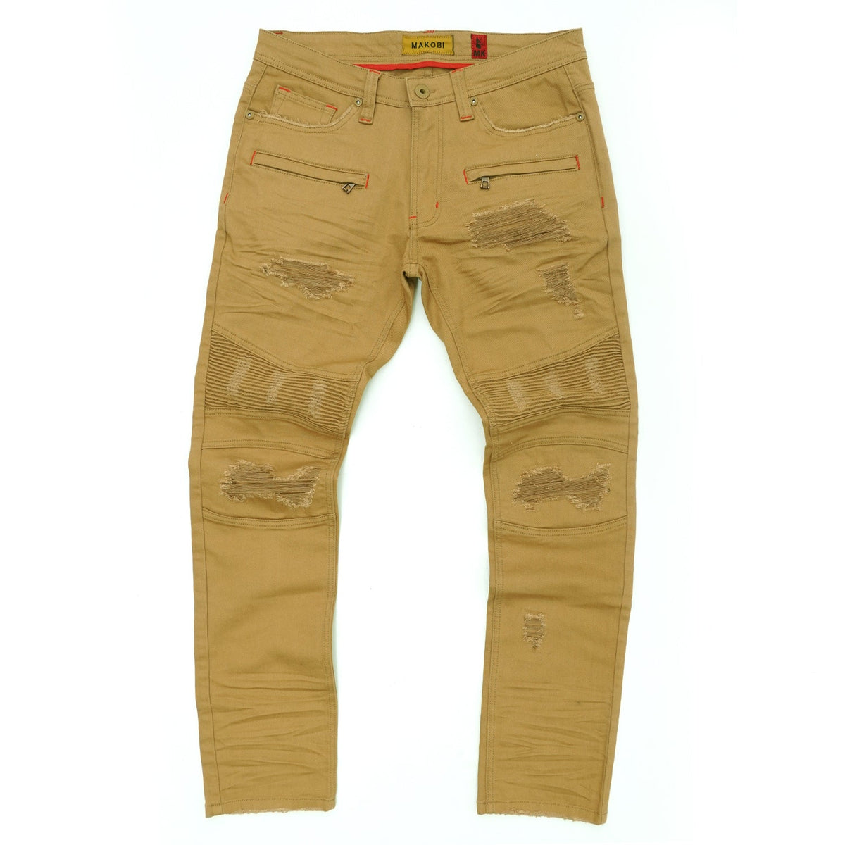 Makobi Core Denim Biker Jeans, Khaki, product photo