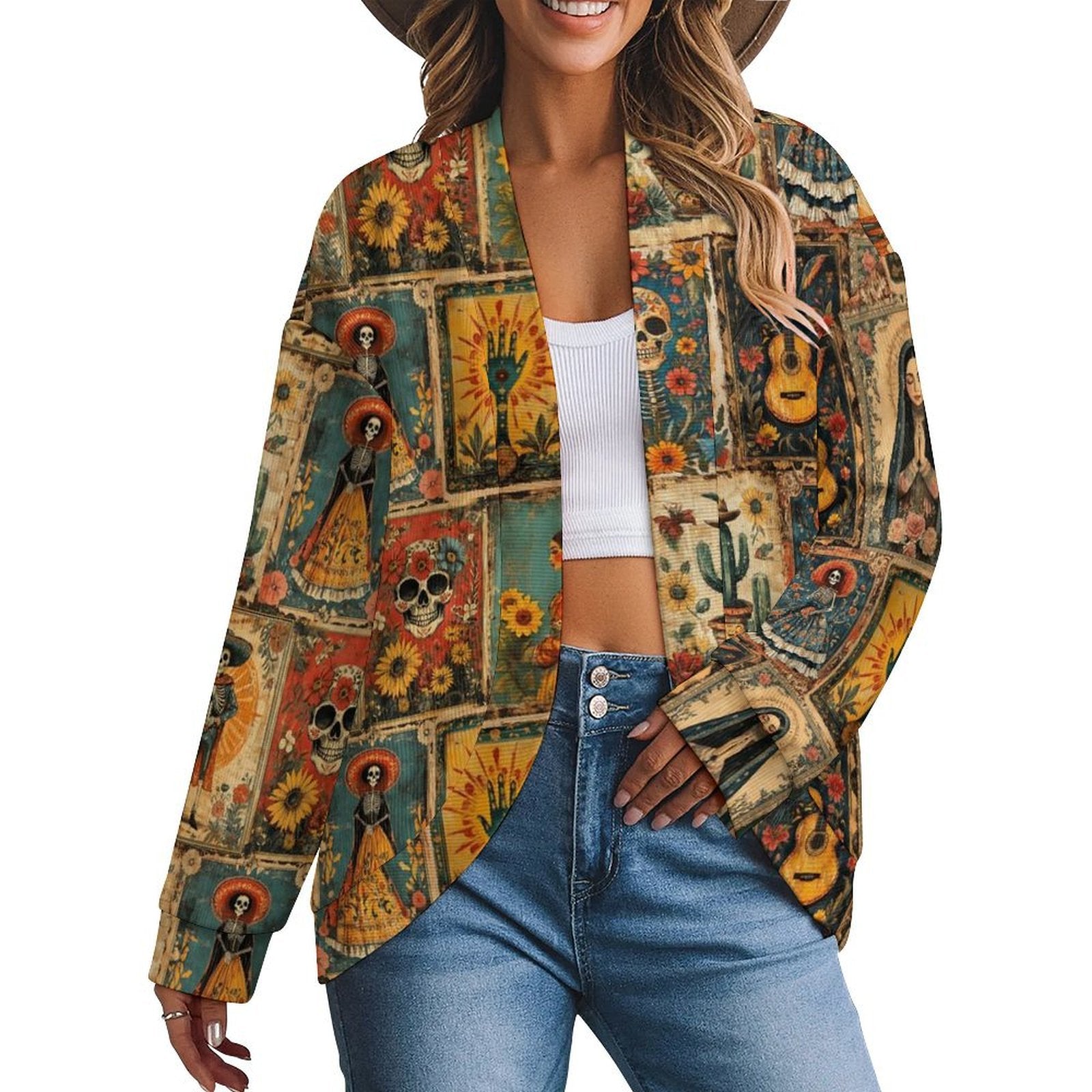 Dia de las Muertes Drop Shoulder Cardigan