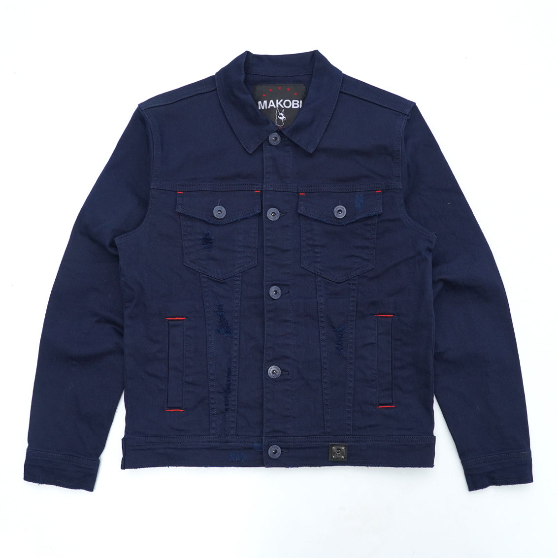 Makobi Core Denim Jacket, Navy, styled photo