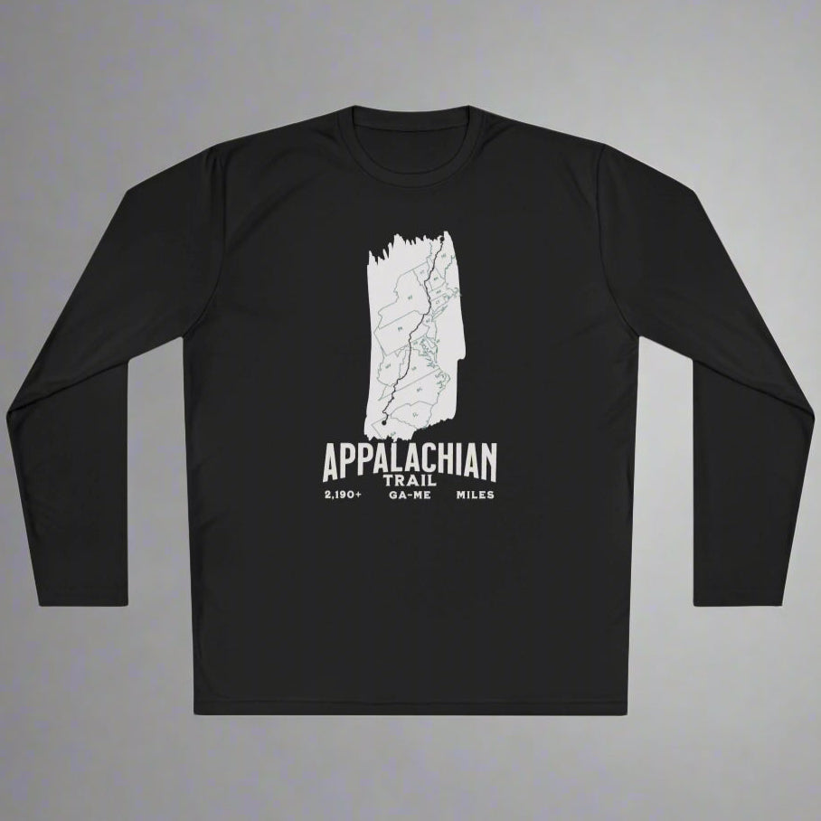 Appalachian Trail White Blaze Map Unisex Fit Tech Sport  Long Sleeve Performance Shirt