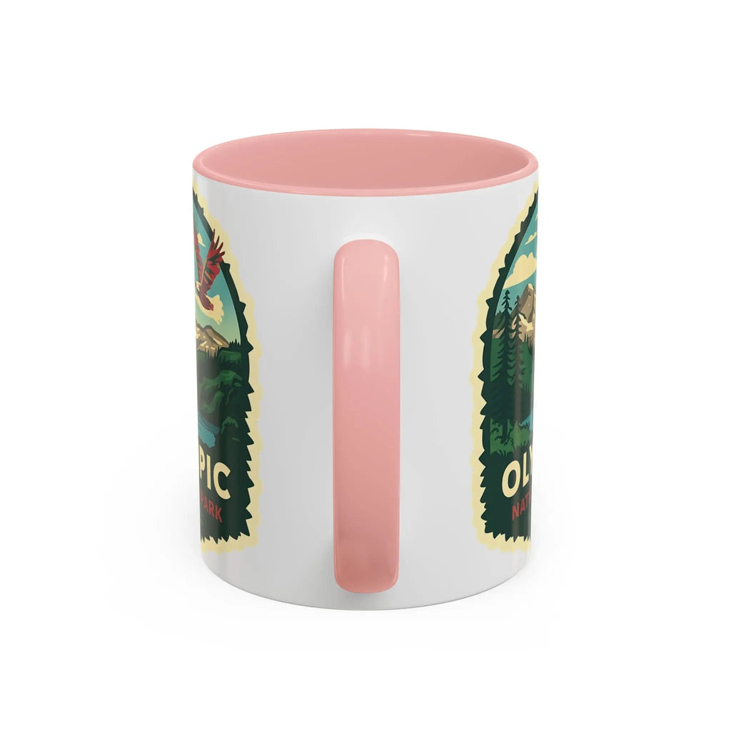 Glacier National Park Accent Coffee Mug 11oz 15oz Eagle Fly Over Blue Black Pink Red Outdoor Inspired Ceramic Mug