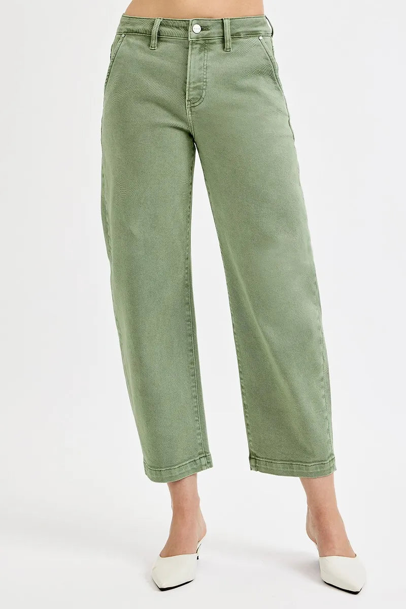 Garden Naked RISEN Full Size Tummy Control High Rise Crop Barrel Jeans Plus Size