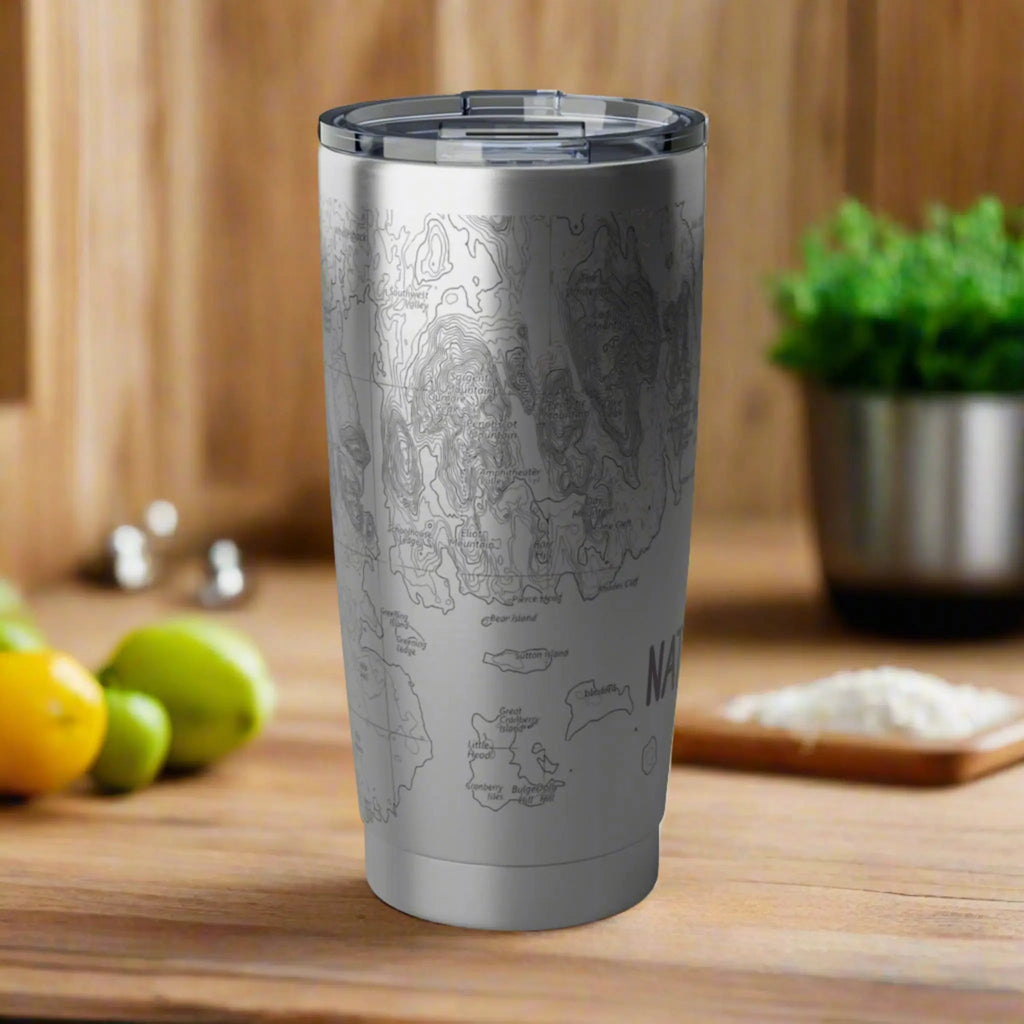 Acadia National Park Topographic Tumbler 20oz  Spill Resistant Lid Coastal Maine