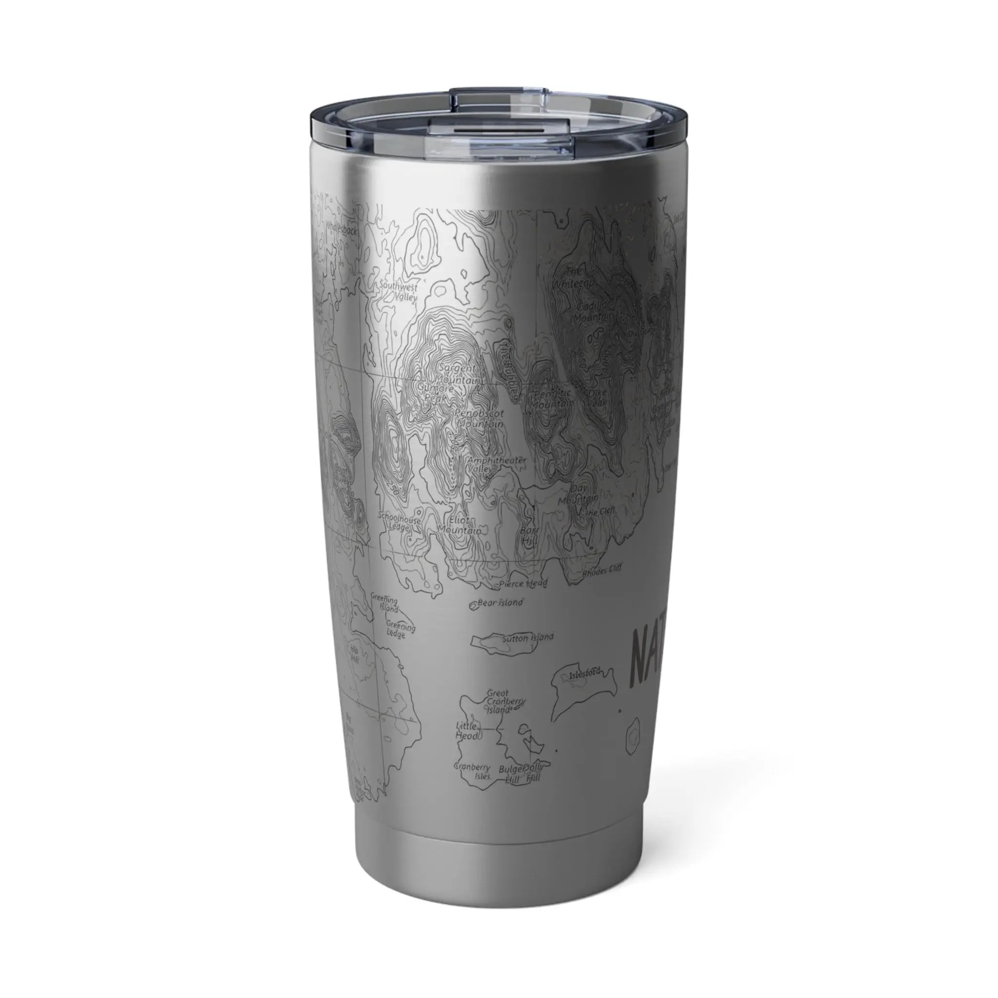 Acadia National Park Topographic Tumbler 20oz  Spill Resistant Lid Coastal Maine