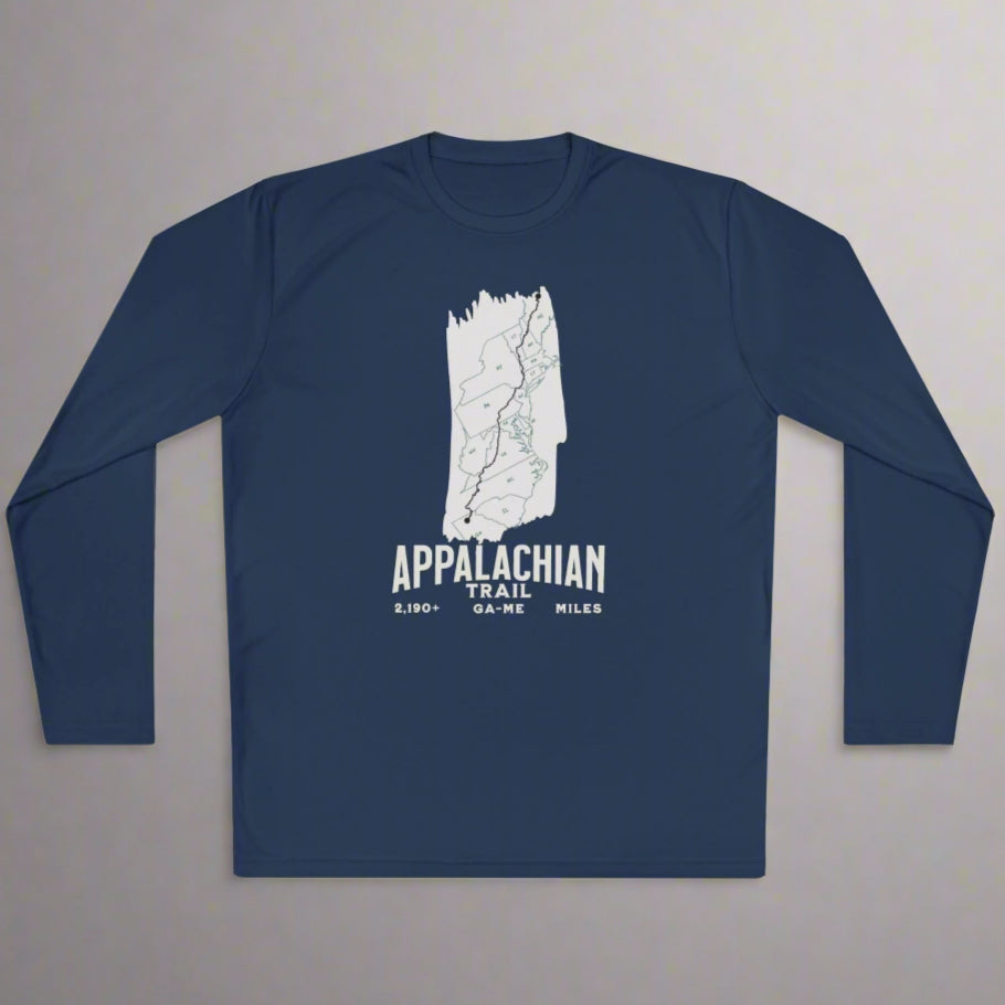 Appalachian Trail White Blaze Map Unisex Fit Tech Sport  Long Sleeve Performance Shirt