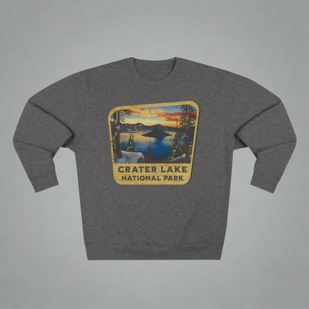 Crater Lake National Park Unisex Fit Crewneck Sweatshirt Wood Sign Lake View