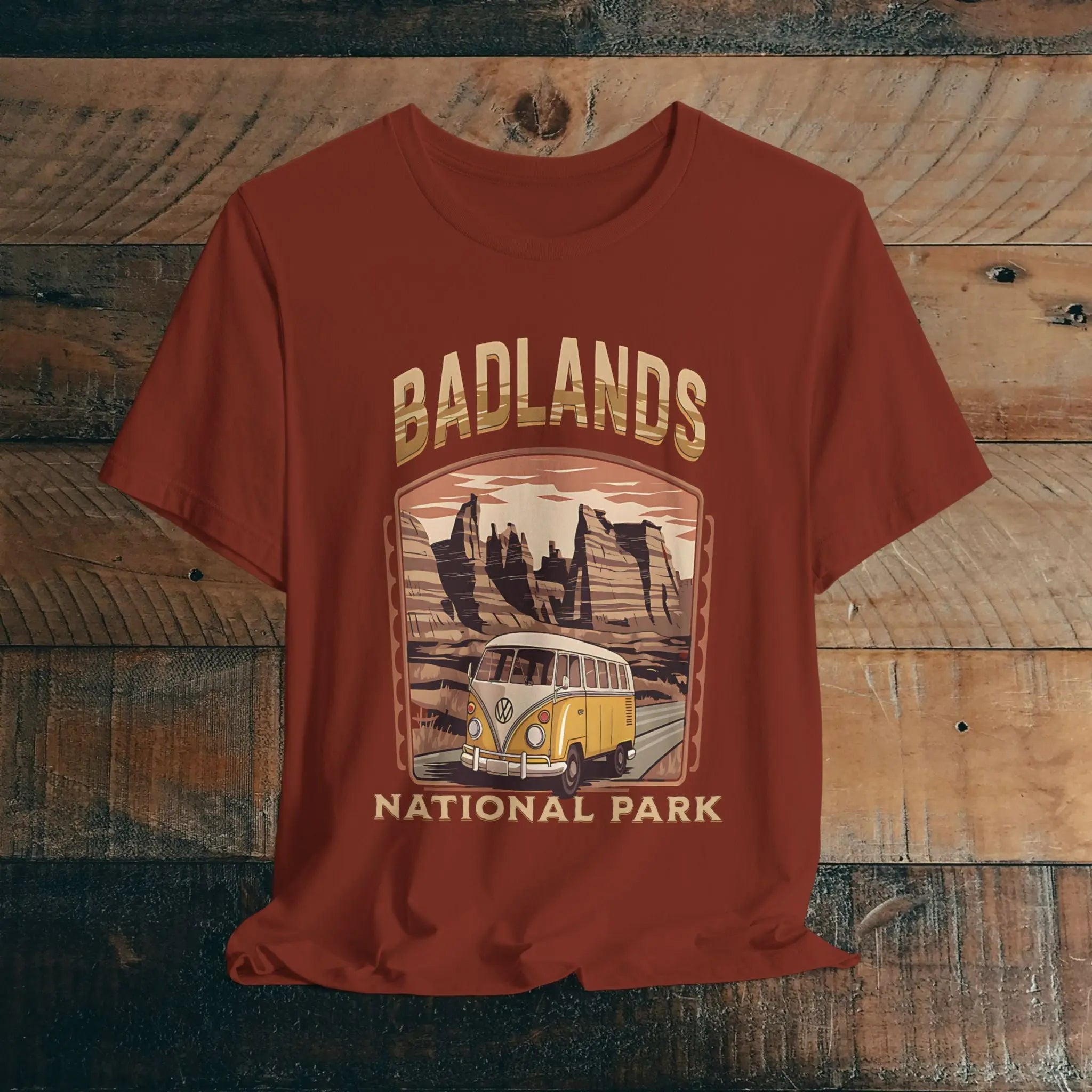 Badlands National ParkUnisex Fit Soft T-shirt Volkswagon Bus