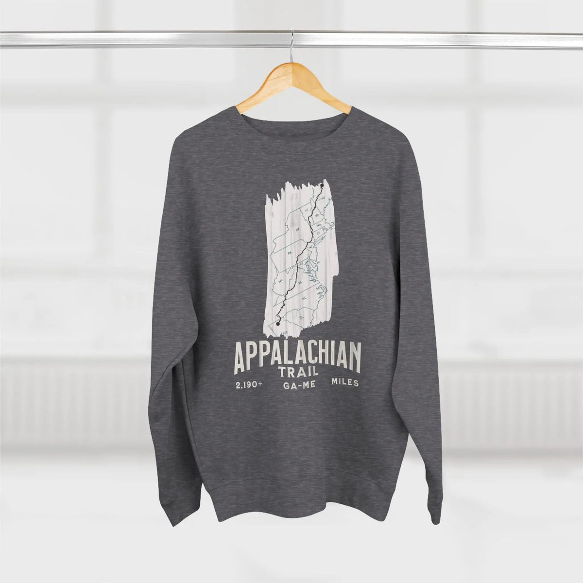 Appalachian National Scenic Trail Unisex Fit Crewneck Sweatshirt White Blaze Map