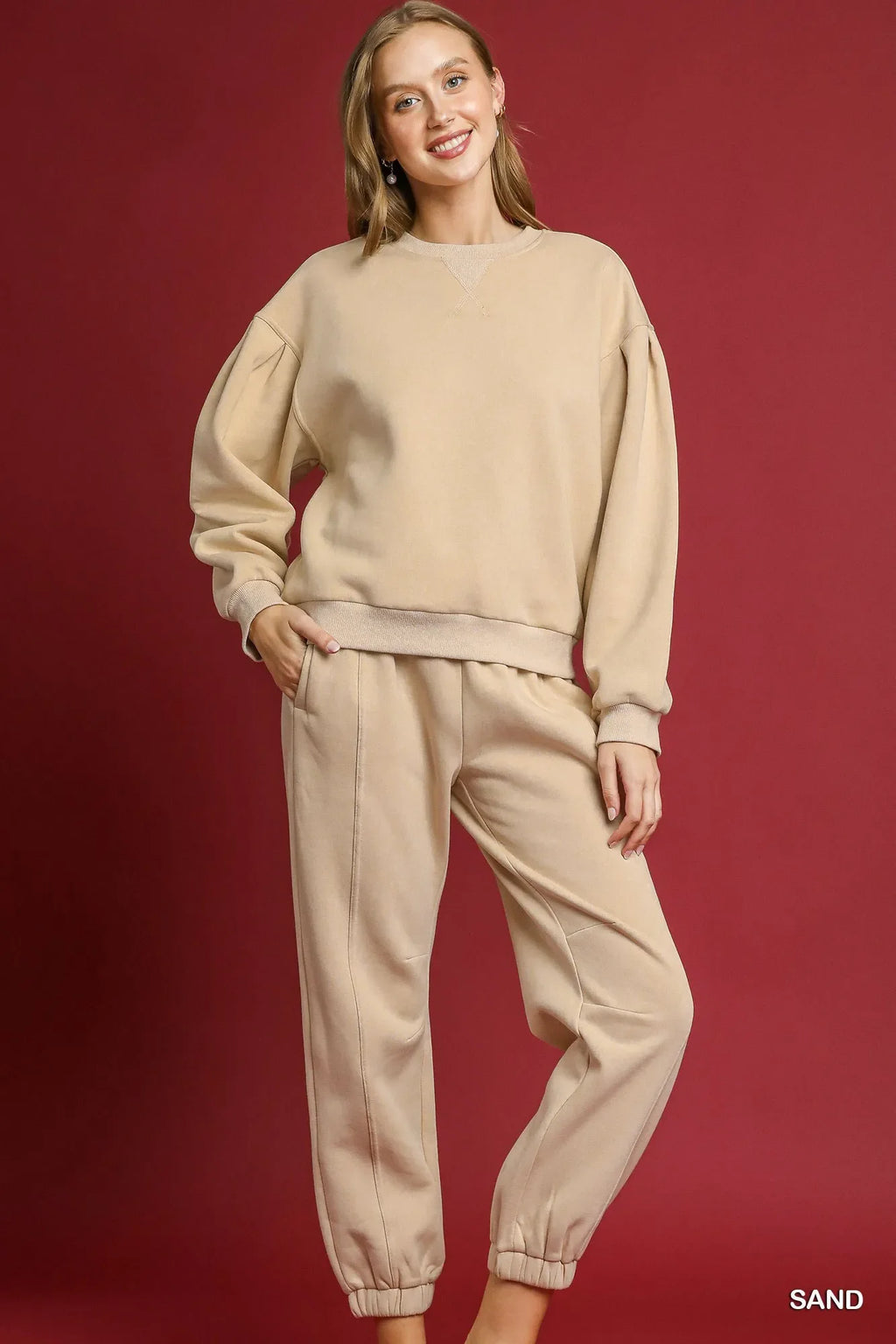 Garden Naked Umgee Fleece Jogger Pants with Drawstring