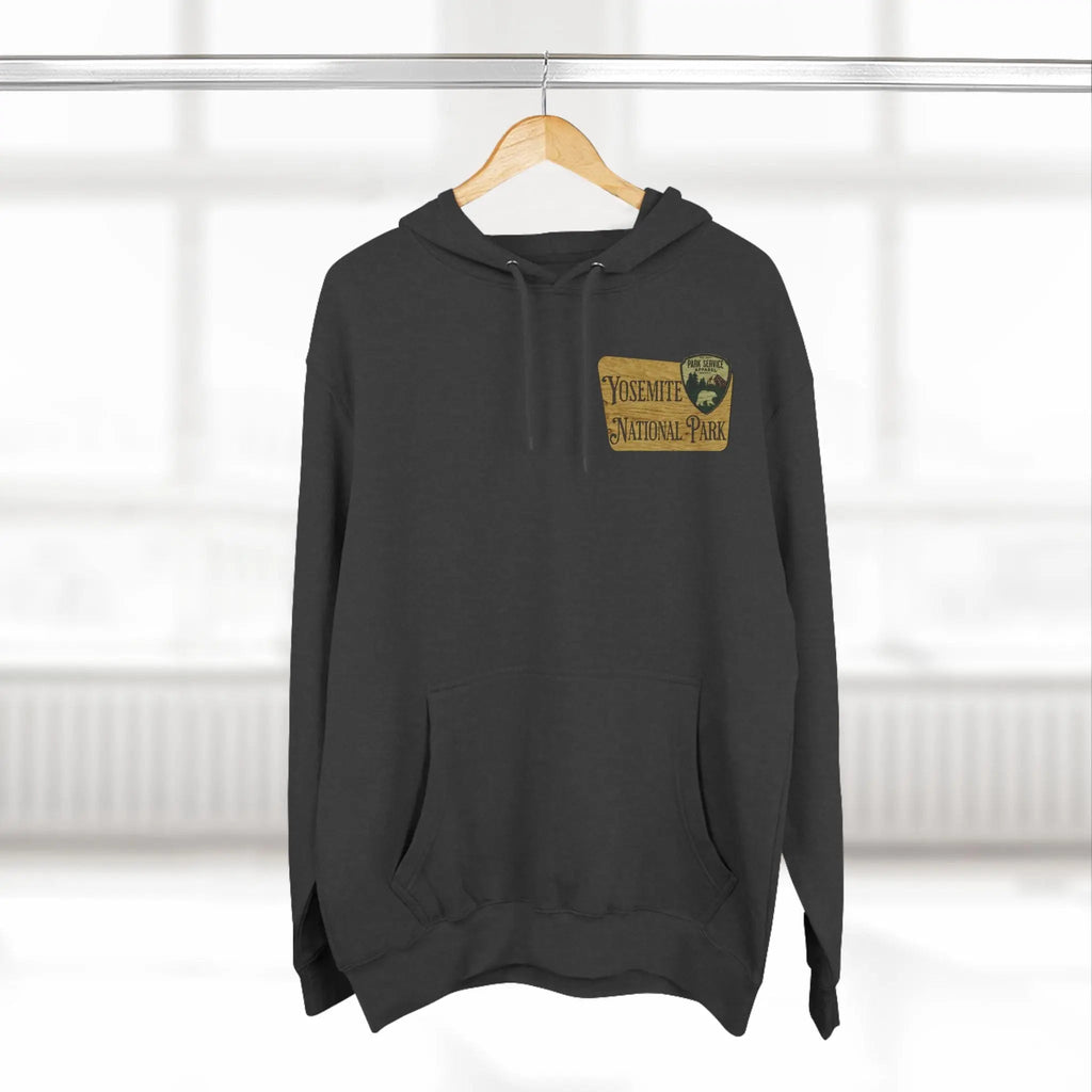 Hike Yosemite National Park Unisex Fit Fleece Hoodie Wooden Mountain Sign
