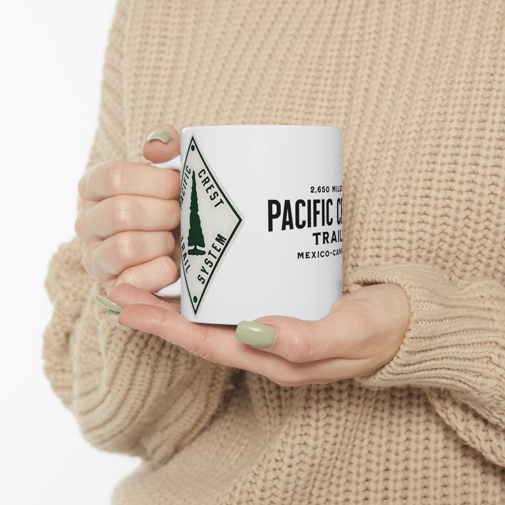 Pacific Crest Trail Classic Trail Marker Coffee Mug 11oz, 15oz Mexico To Canada Map
