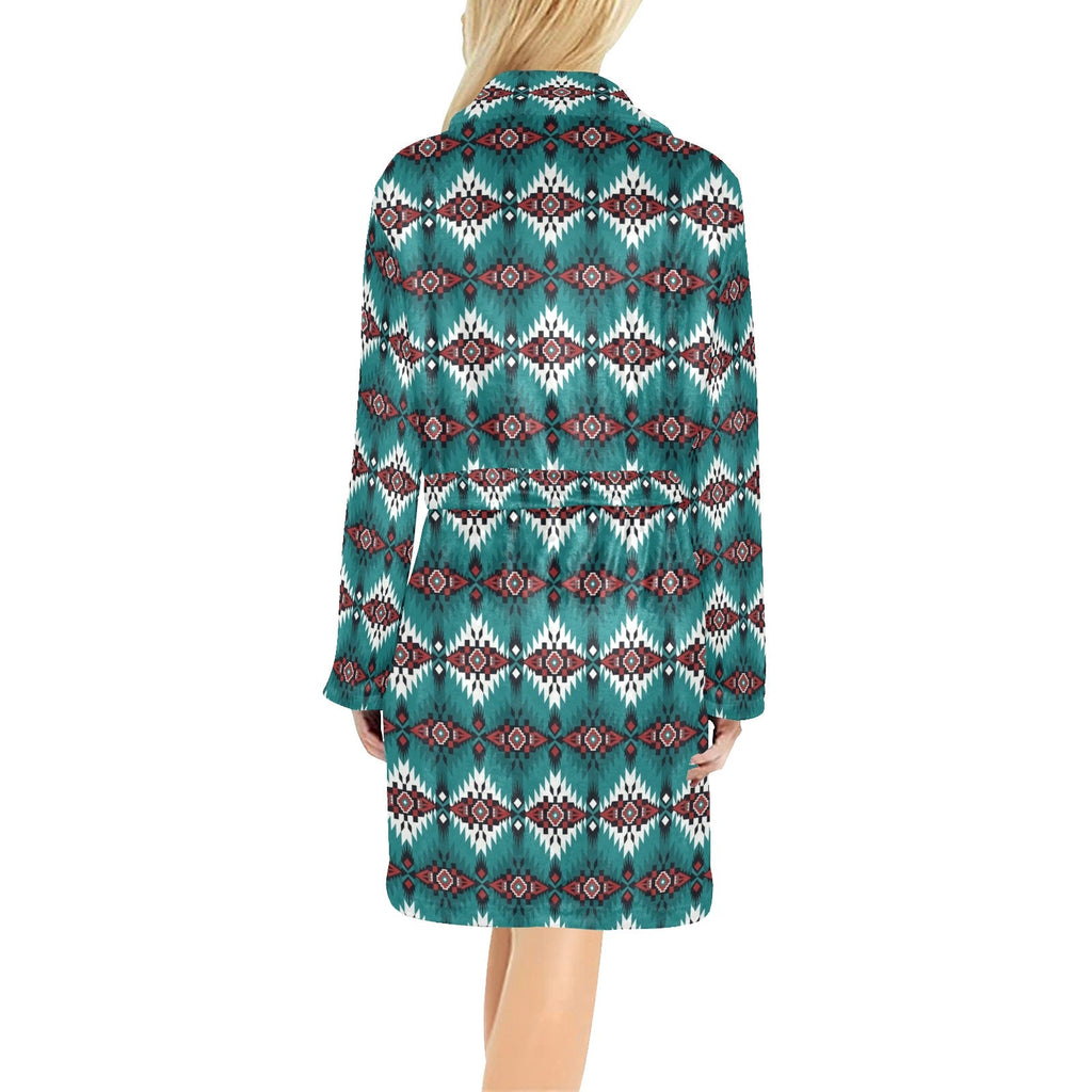 Teal Aztec Women's Western Bath Robe