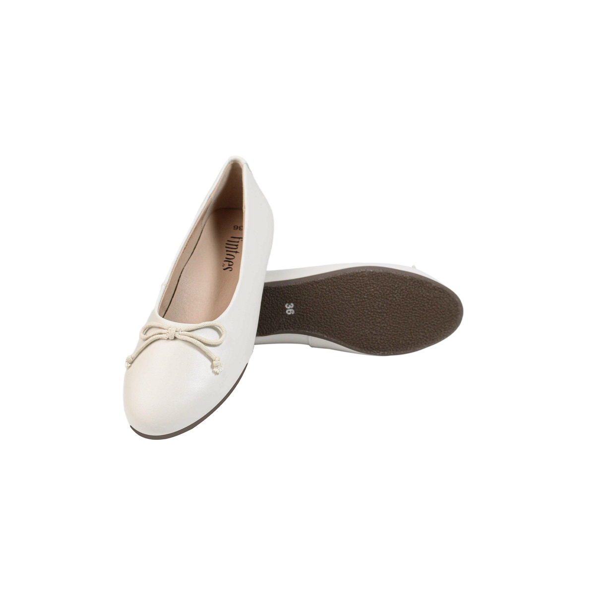 Fintoes Kids' Beige Leather Ballet Flats