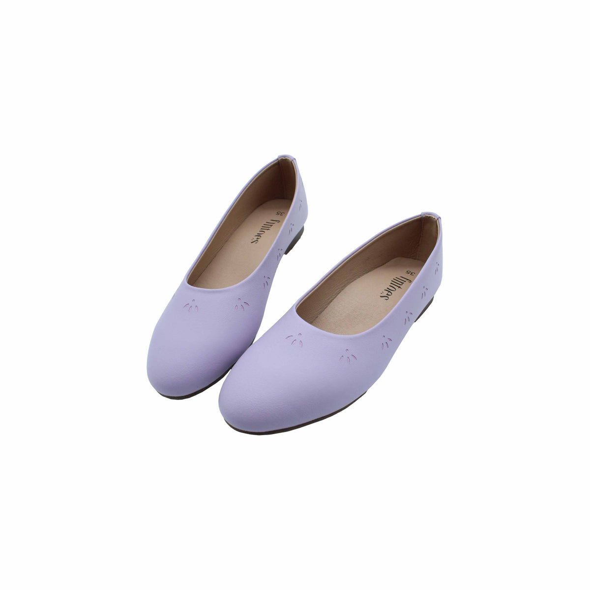 Fintoes Kids' Lilac Leather Ballet Flats, Floral Detail