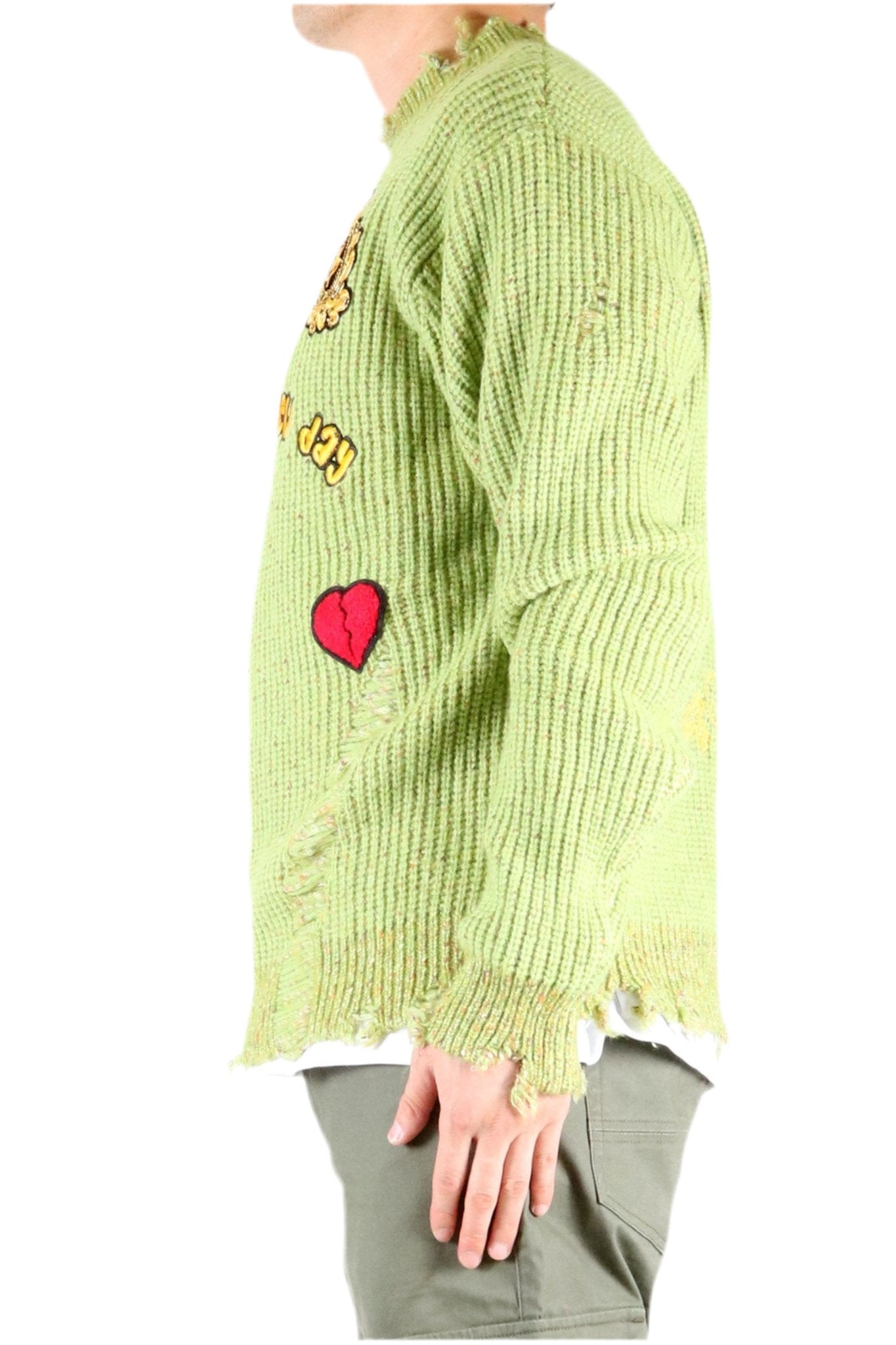 ORION Heavy Gauge Ripped Knit Sweater with patches