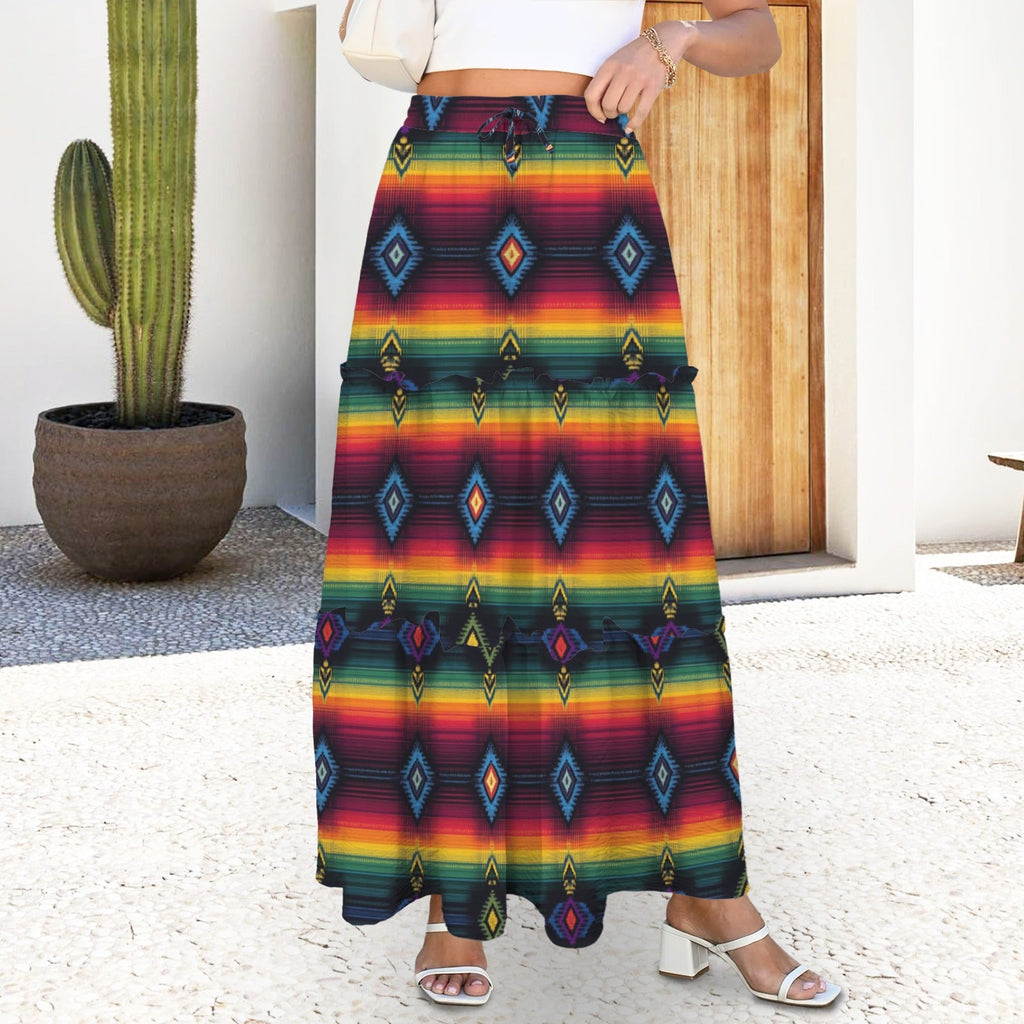 Colores De Mexico Serape Maxi Prairie Skirt