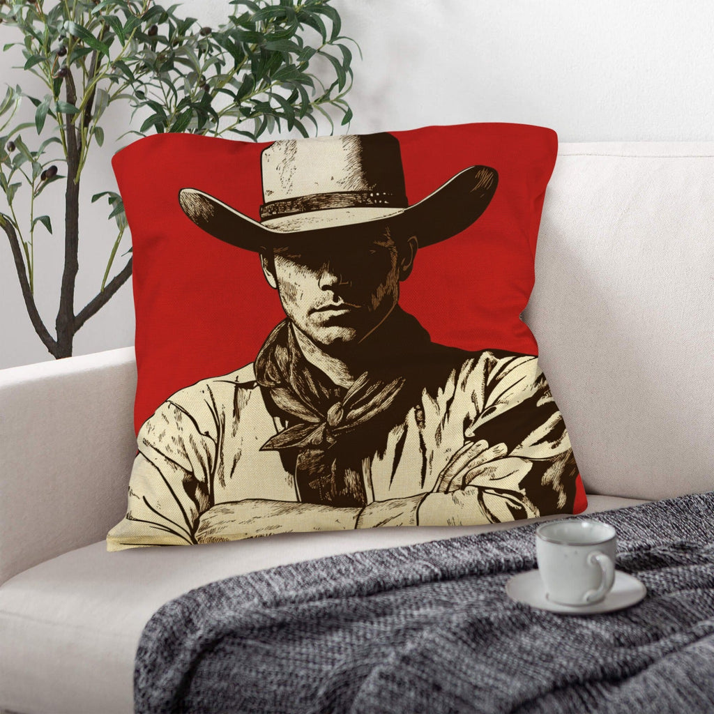 Serious Cowboy Throw Pillow Case Made in America