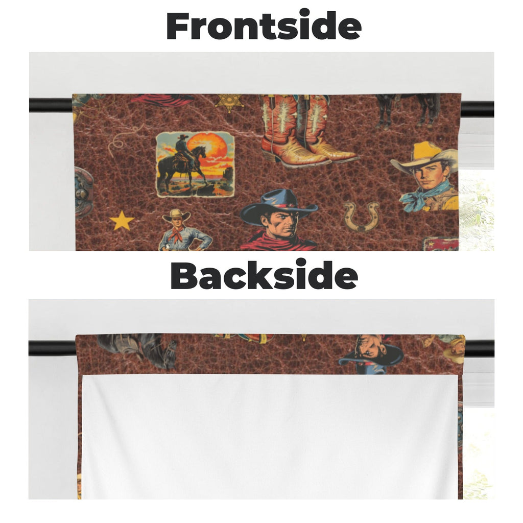 Vintage Cowboy Collage Western Curtains 28" x 40" Made in America