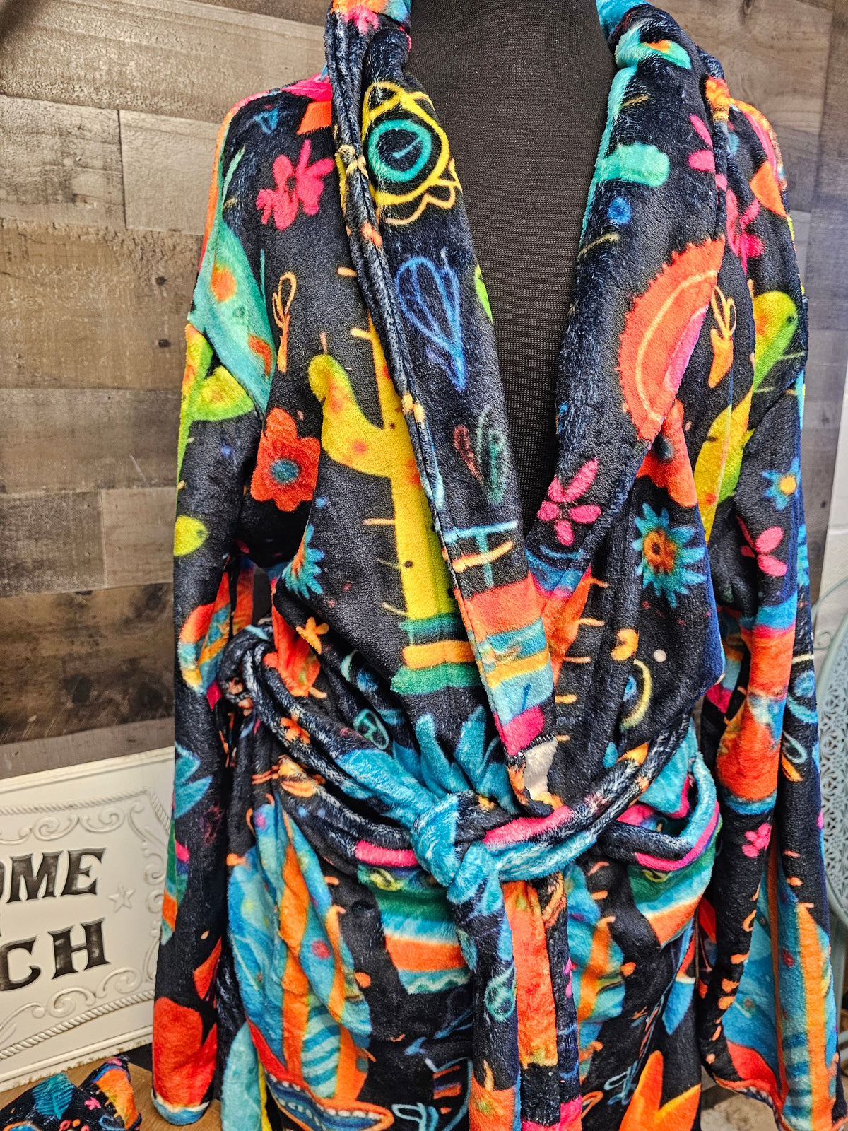 Sample Sale Crazy Cactus Lady Women's Western Bath Robe size LARGE