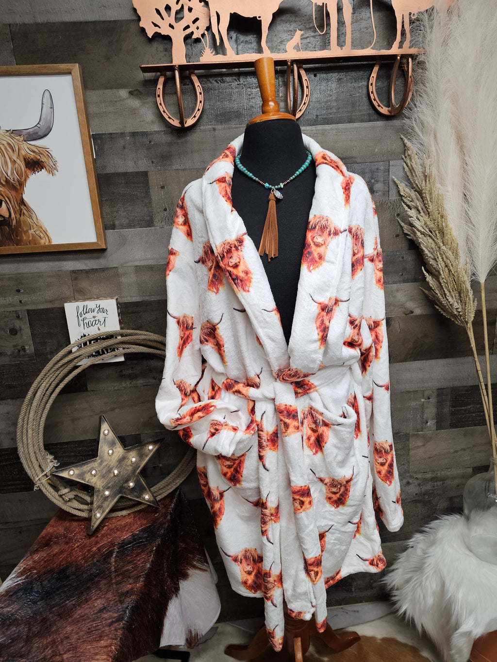 Western Robe Highland Cow Women's Western Bath Robe By Baha Ranch Western Wear ...