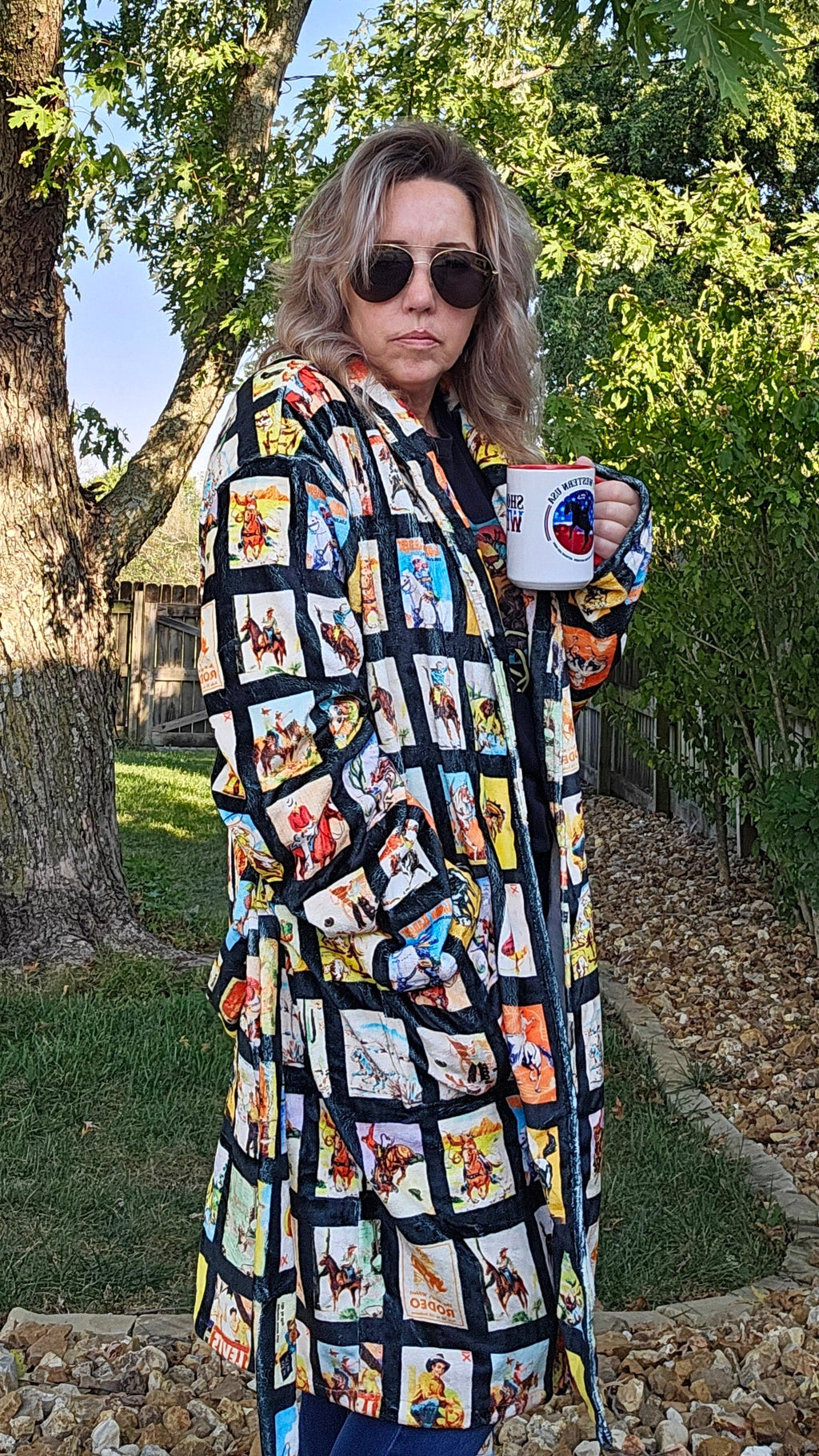 Vintage Cowboy Collage Western Robe