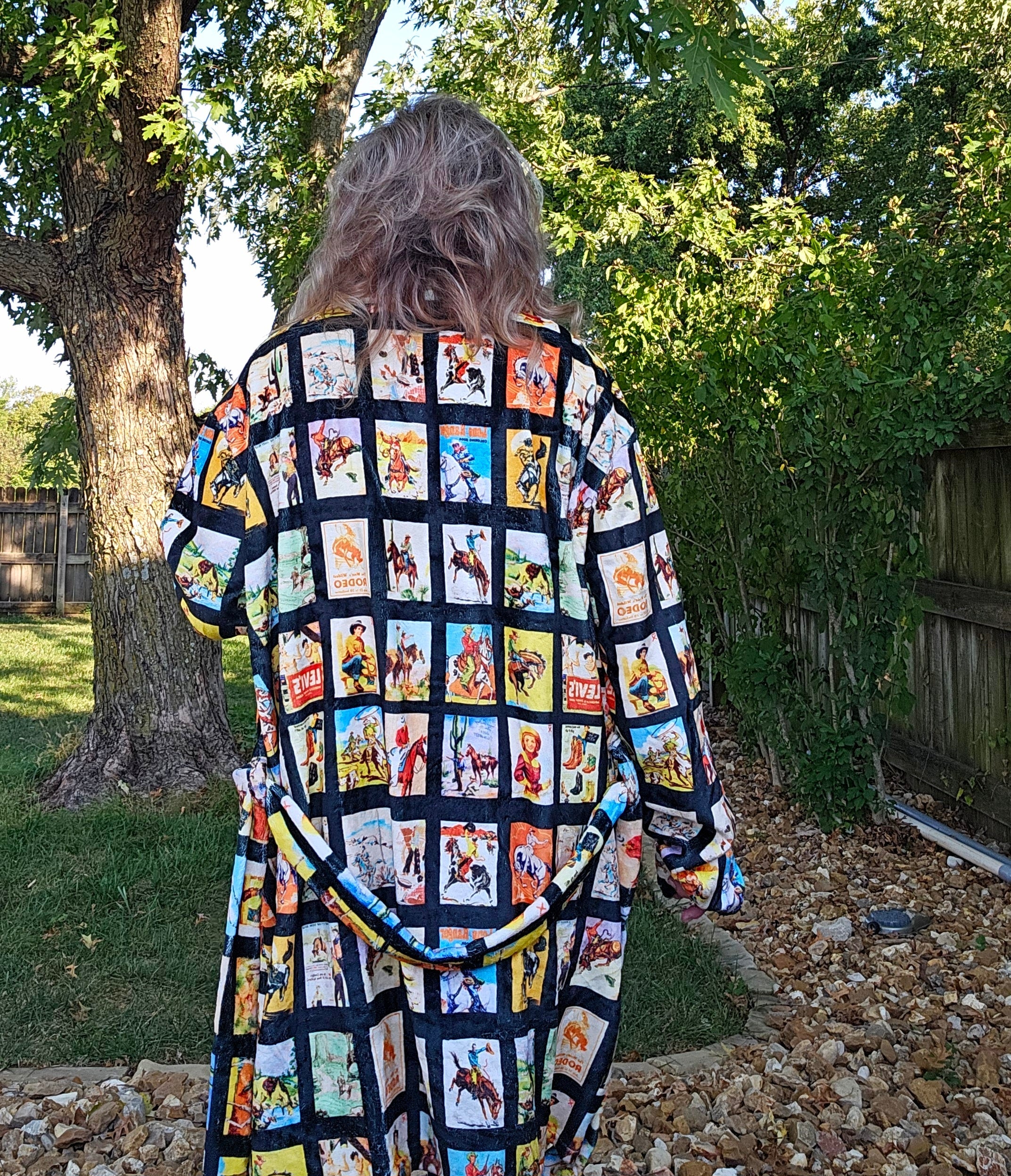 Vintage Cowboy Collage Western Robe