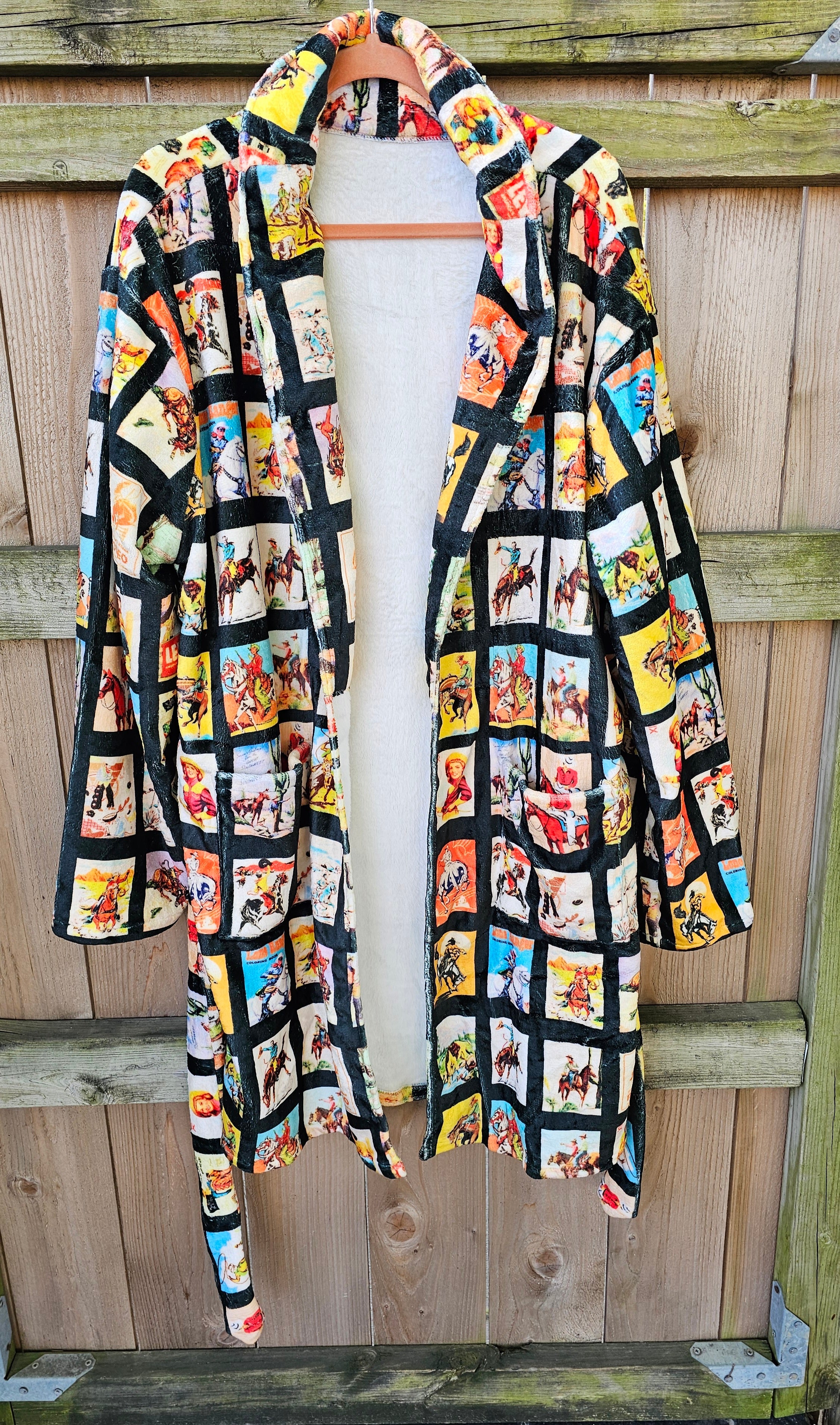 Vintage Cowboy Collage Western Robe