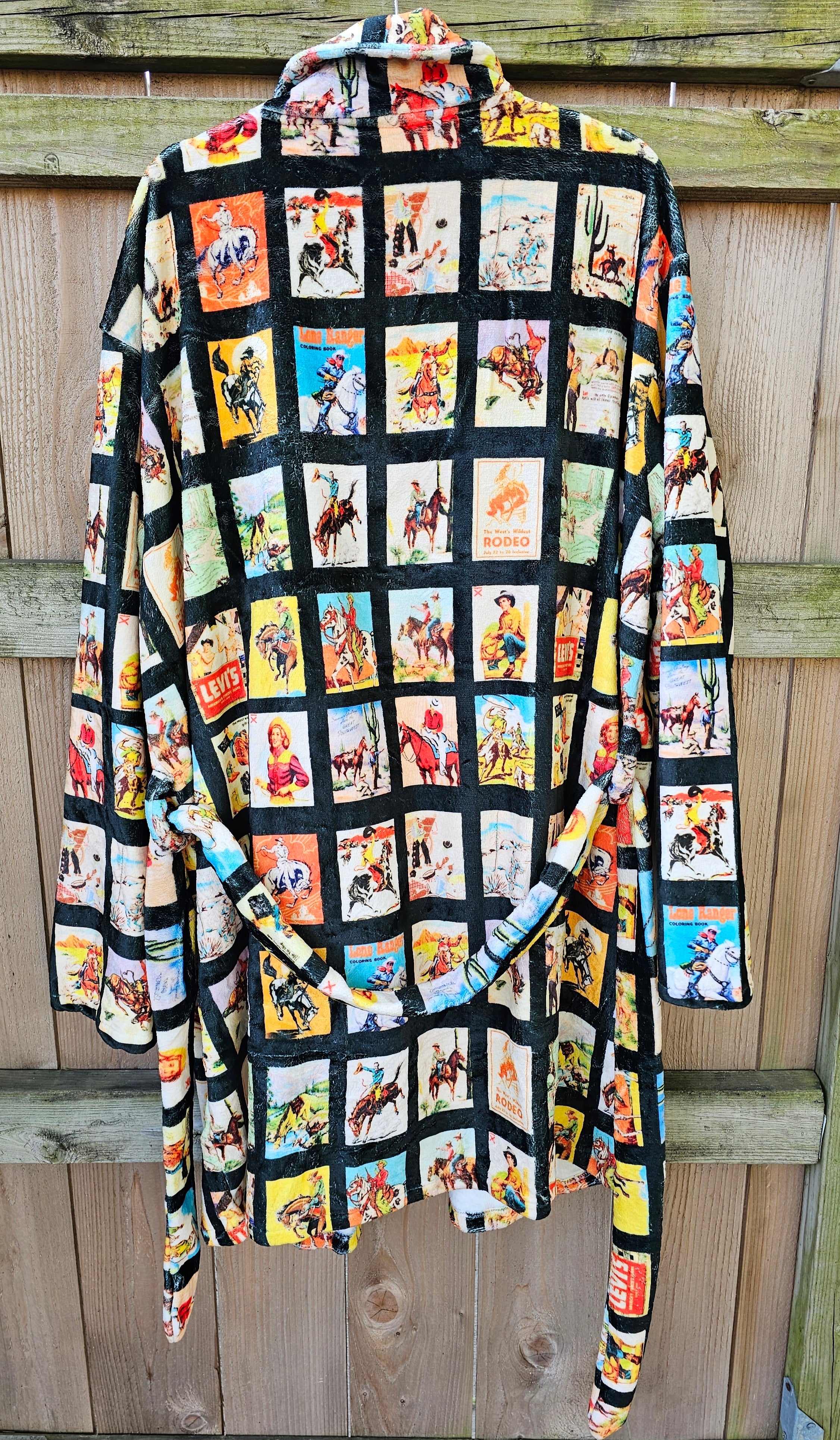 Vintage Cowboy Collage Western Robe