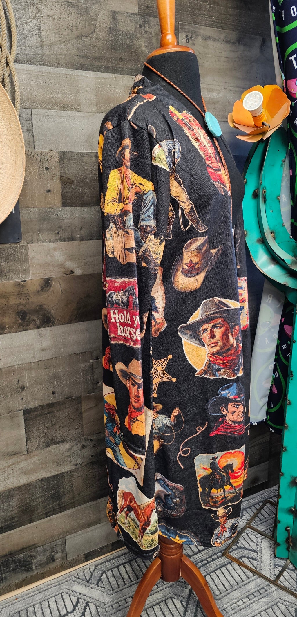 Vintage Cowboy Collage Western Lightweight Cardigan