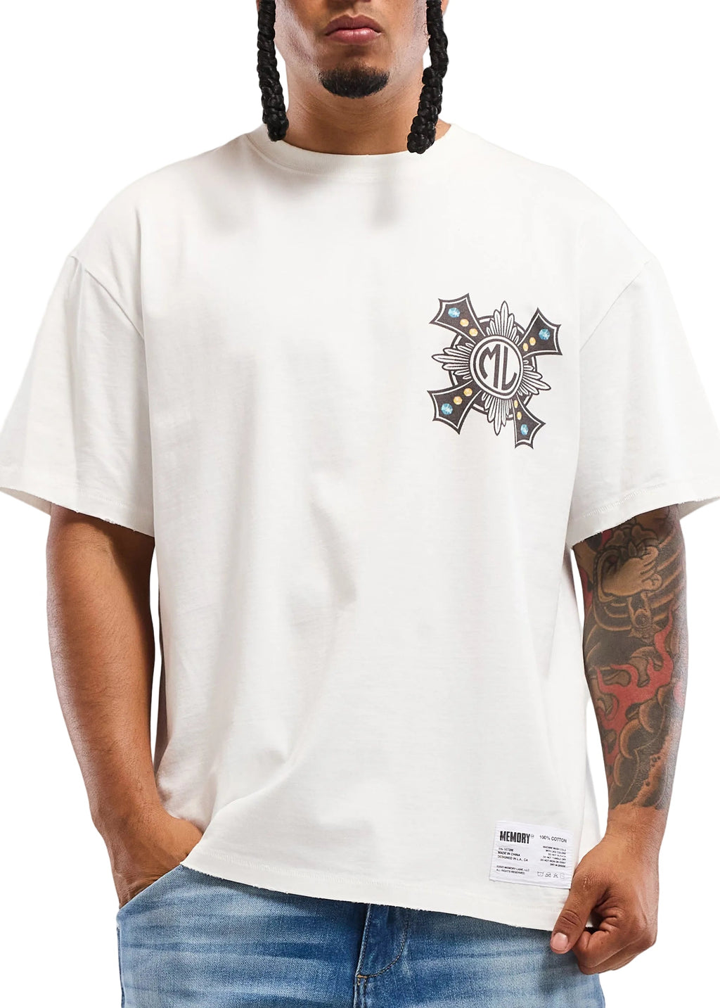 Memory Lane Cross Tee - White