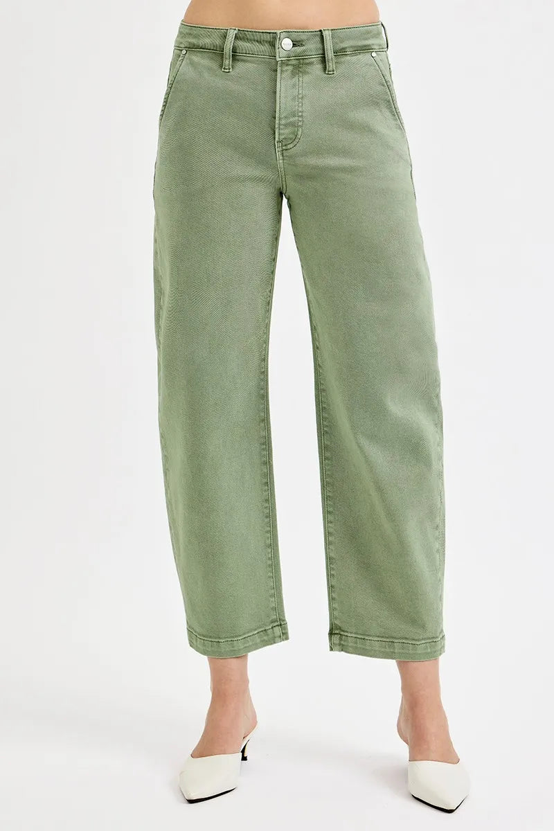 Garden Naked RISEN Full Size Tummy Control High Rise Crop Barrel Jeans Plus Size