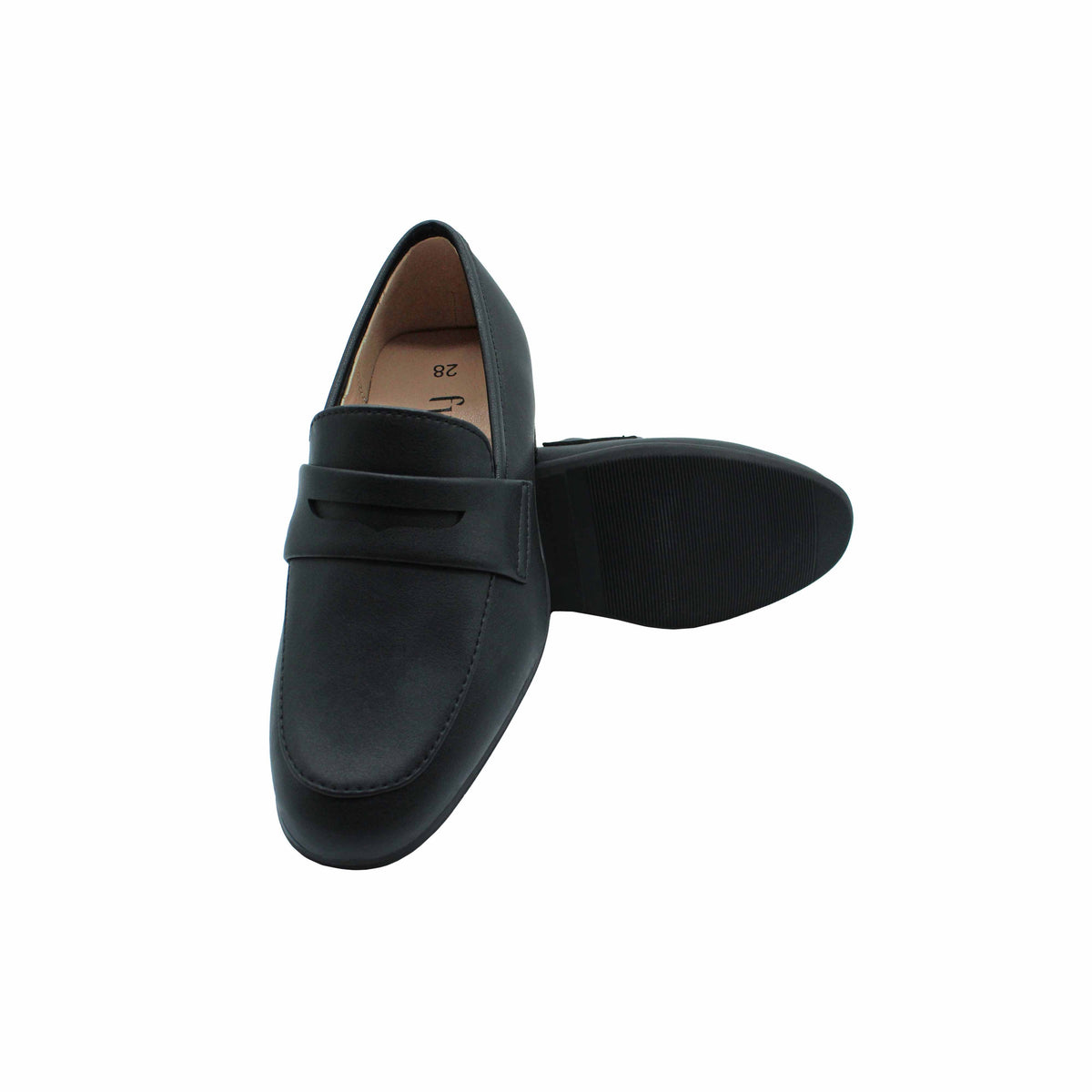 Fintoes Kids' Black Leather Wingtip Brogues