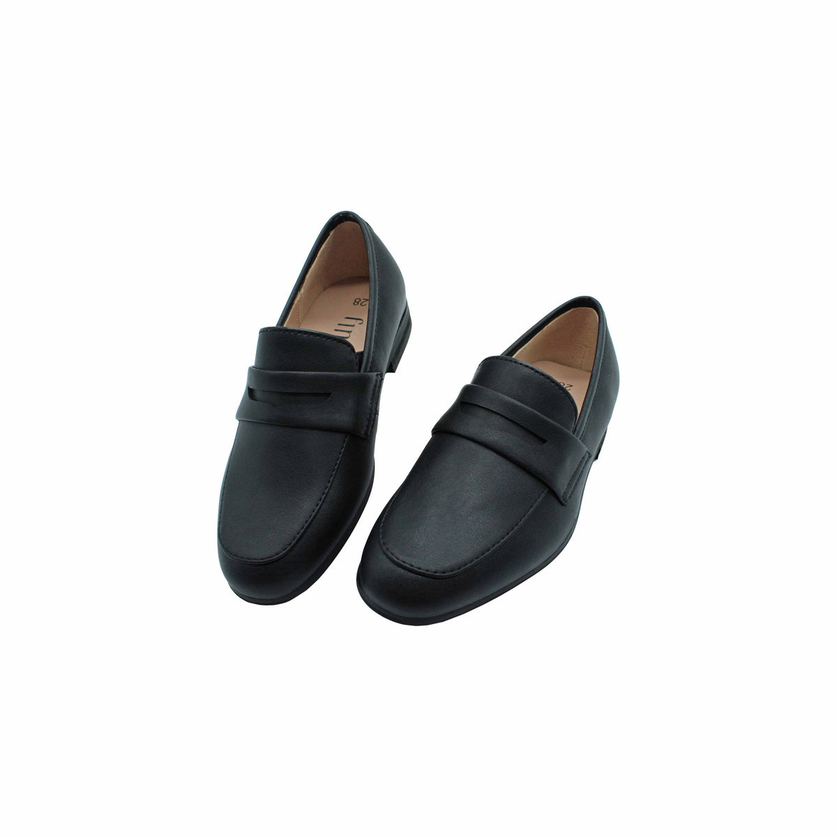 Fintoes Kids' Black Leather Wingtip Brogues