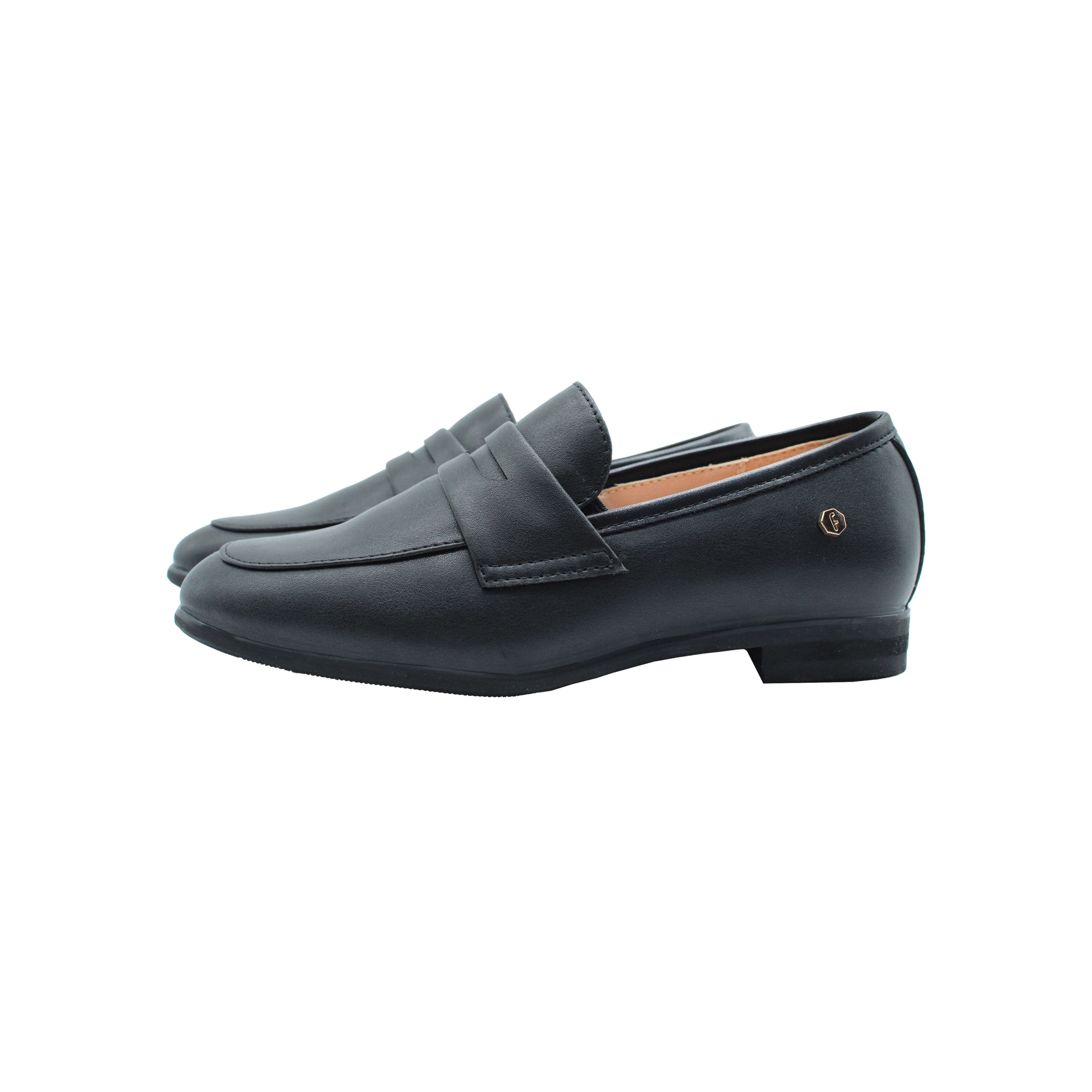 Fintoes Black Leather Boys Dress Shoe For Work And School
