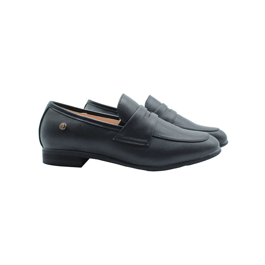 Fintoes Black Leather Boys Dress Shoe For Work And School