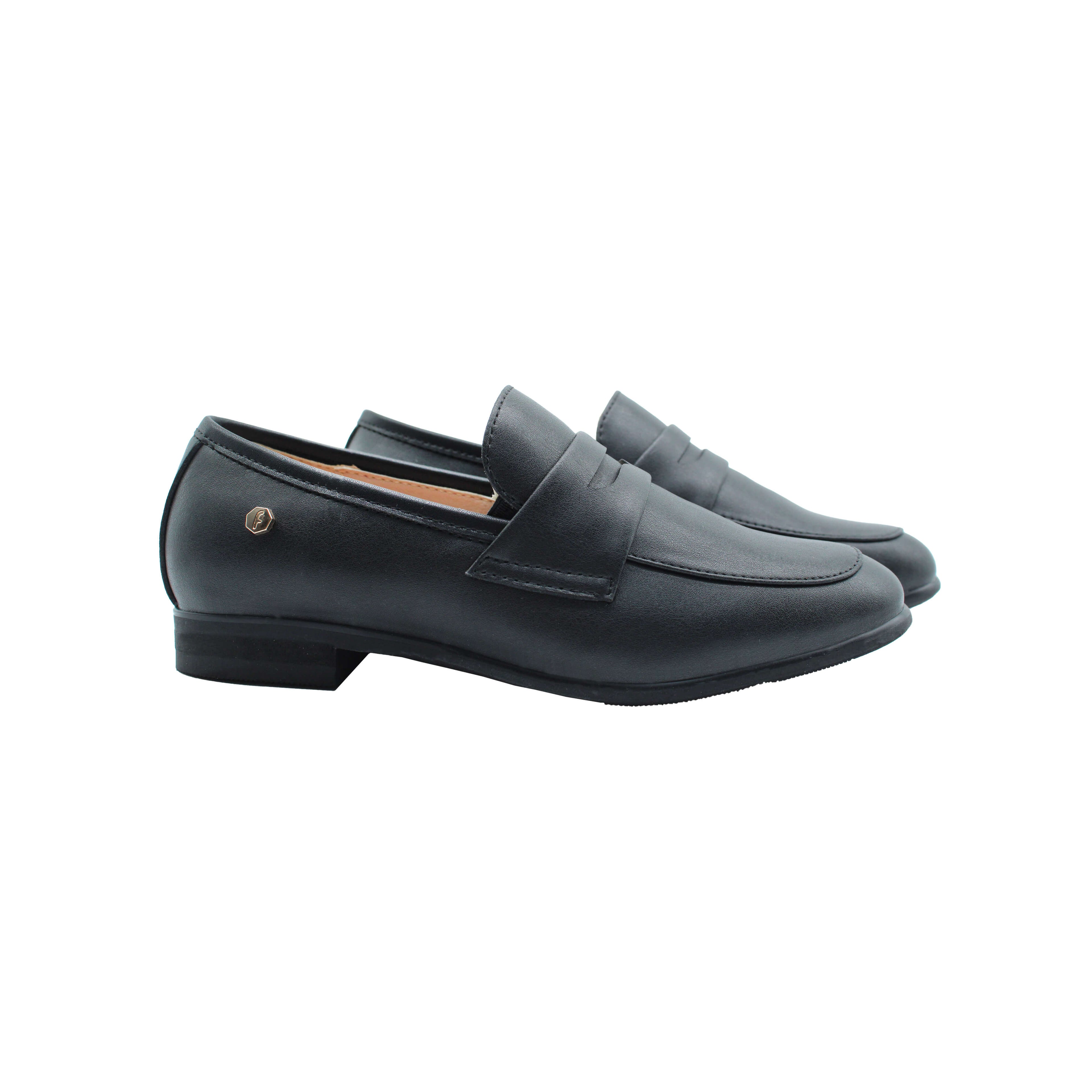 Fintoes Black Leather Boys Dress Shoe For Work And School