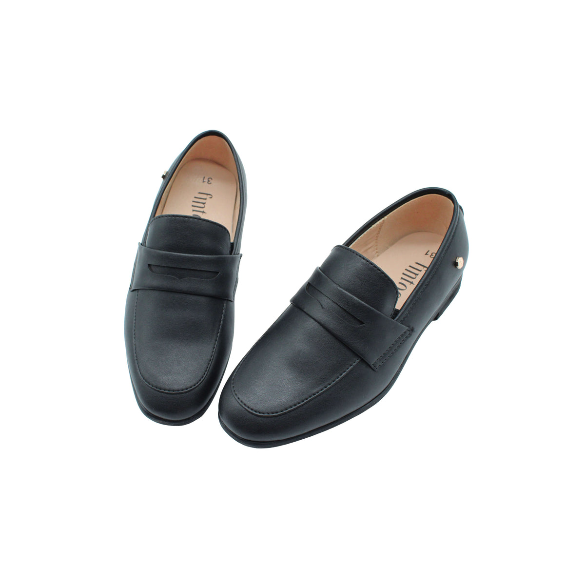 Fintoes Black Leather Boys Dress Shoe For Work And School